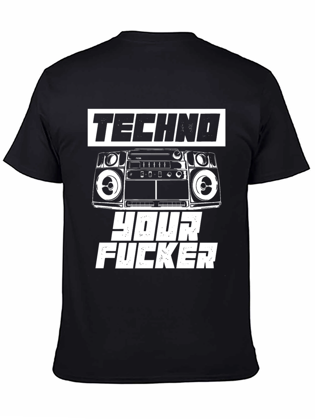 Black Techno Your F*cker Graphic T-Shirt view 4