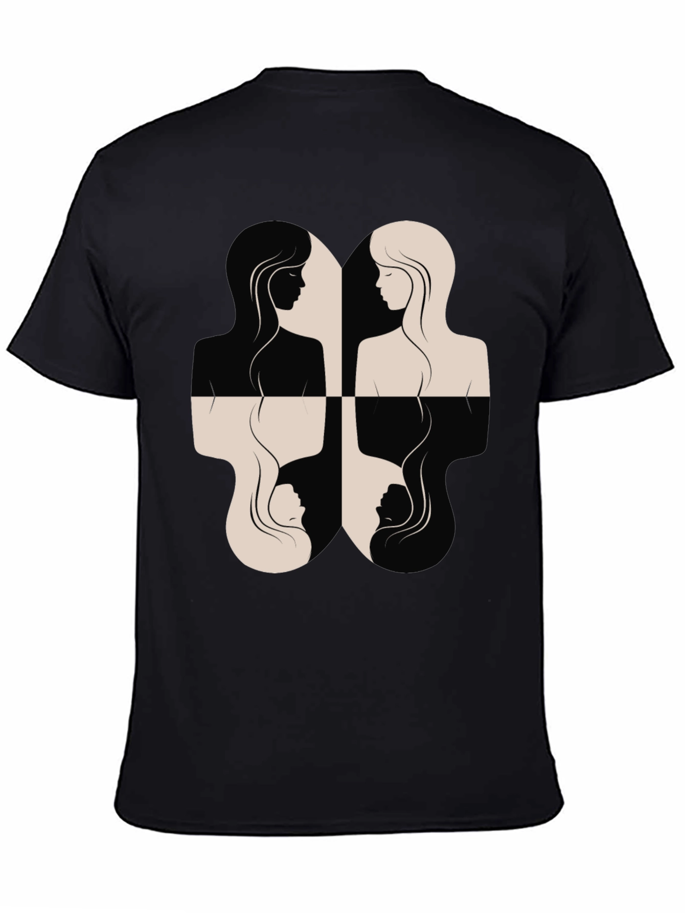 Black Yin Yang Women's Silhouette Graphic Tee - Black view 4