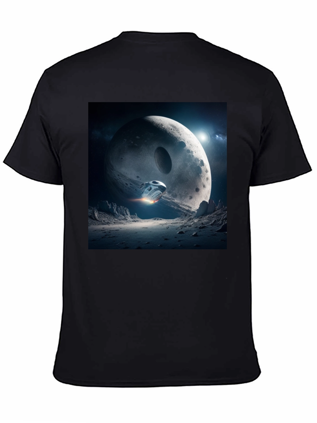 Black Sci-Fi Moon Landing Graphic Tee view 4
