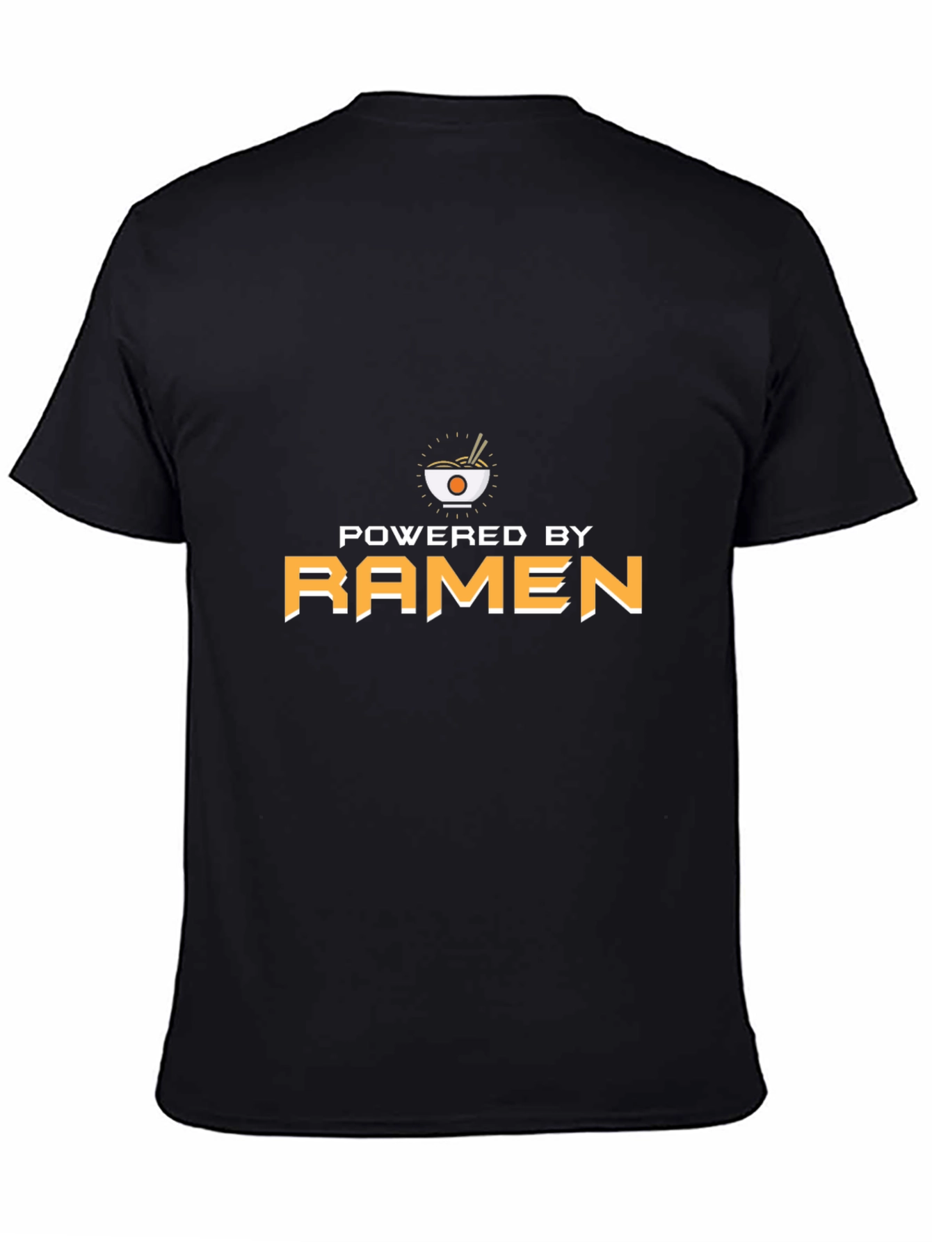 Black Powered by Ramen T-Shirt - Unisex Black Tee view 4