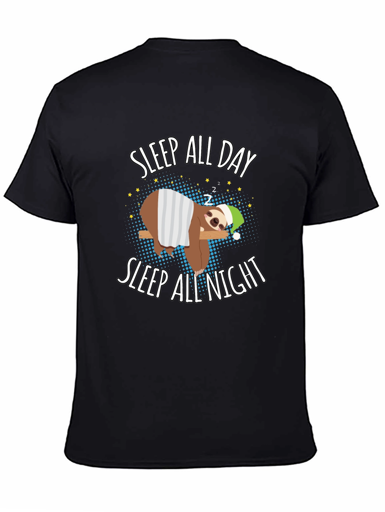 Black Sleep All Day Sloth Graphic T-Shirt view 4