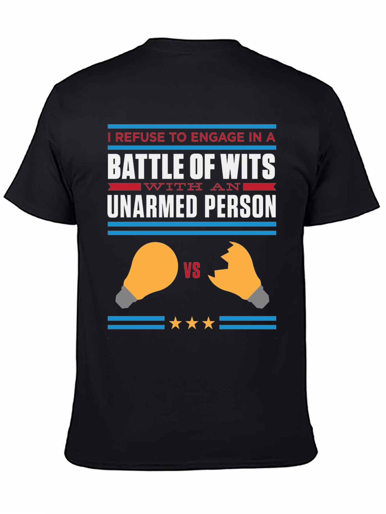 Black Humorous "Battle of Wits" Graphic Tee view 4