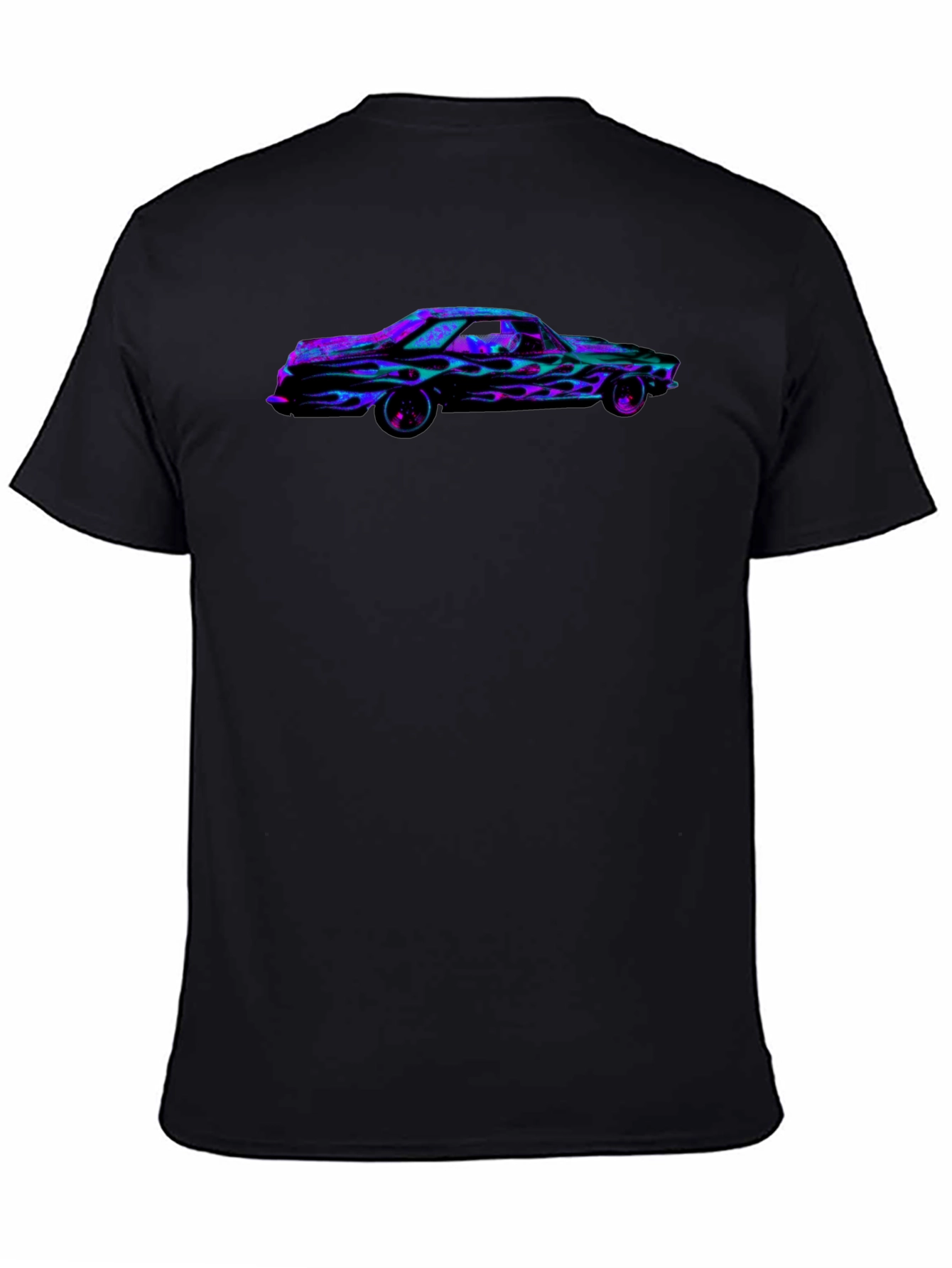 Black Flaming Car Graphic Tee - Bold Black T-Shirt view 4