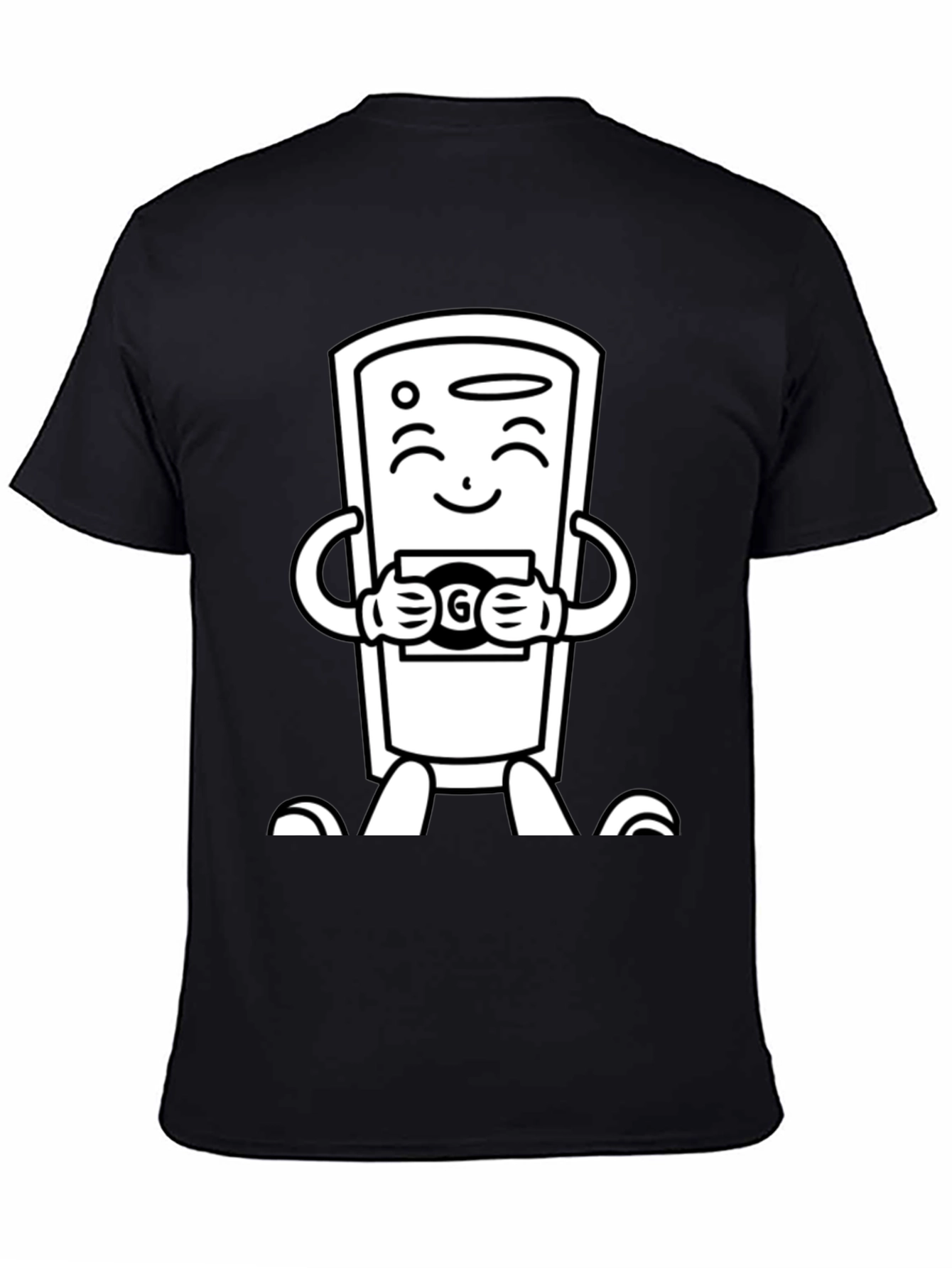Black Cartoon Remote Black T-Shirt view 4