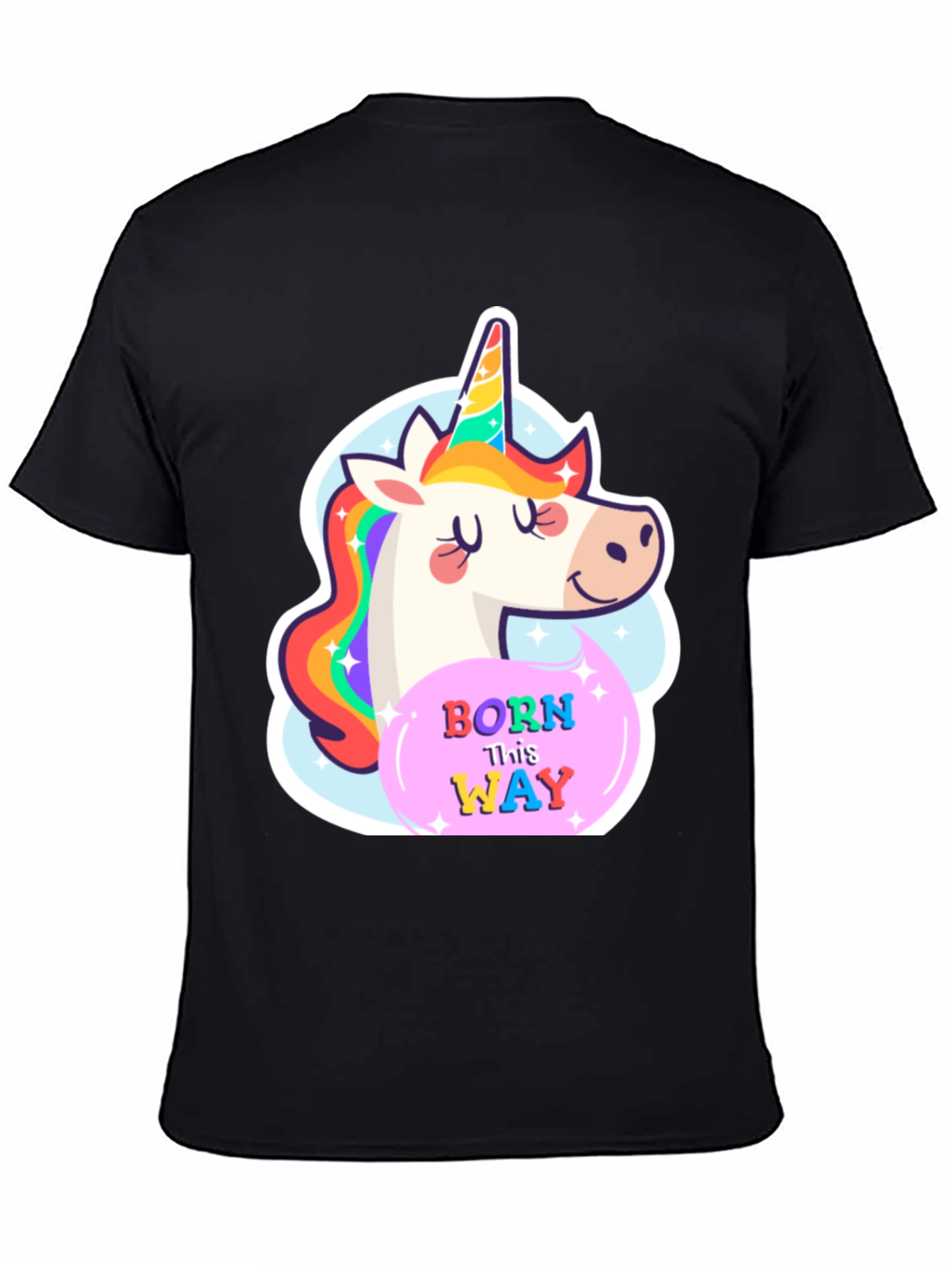 Black Unicorn Born This Way Black T-Shirt view 4