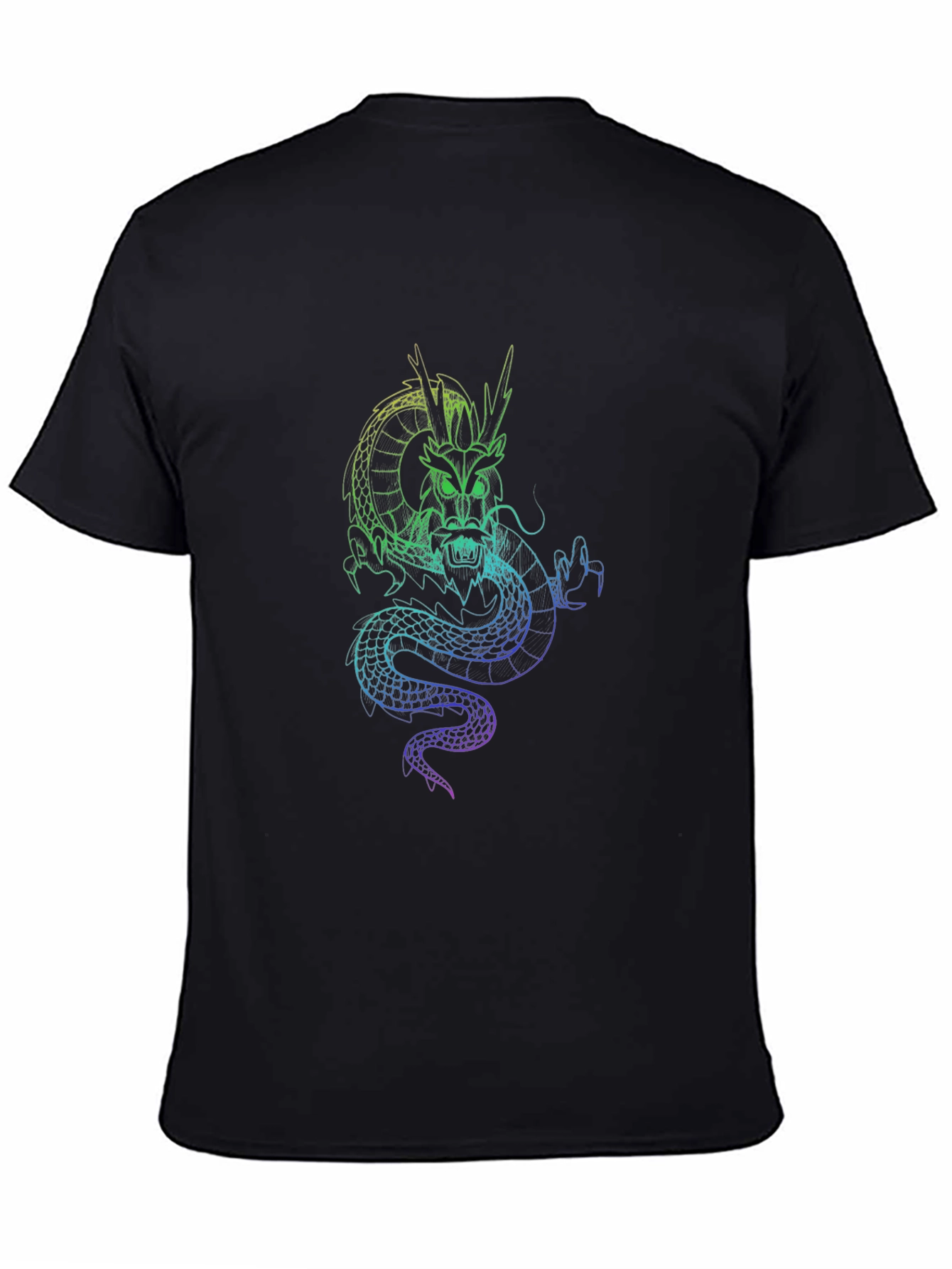Black Dragon Graphic Black T-Shirt - Unique Neon Design view 4