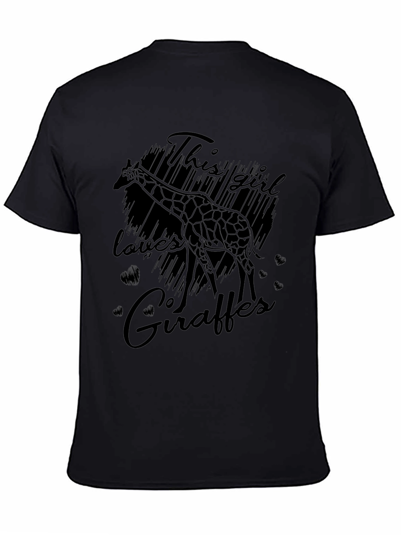 Black Giraffe Lover T-Shirt - Black Graphic Tee for Women view 4