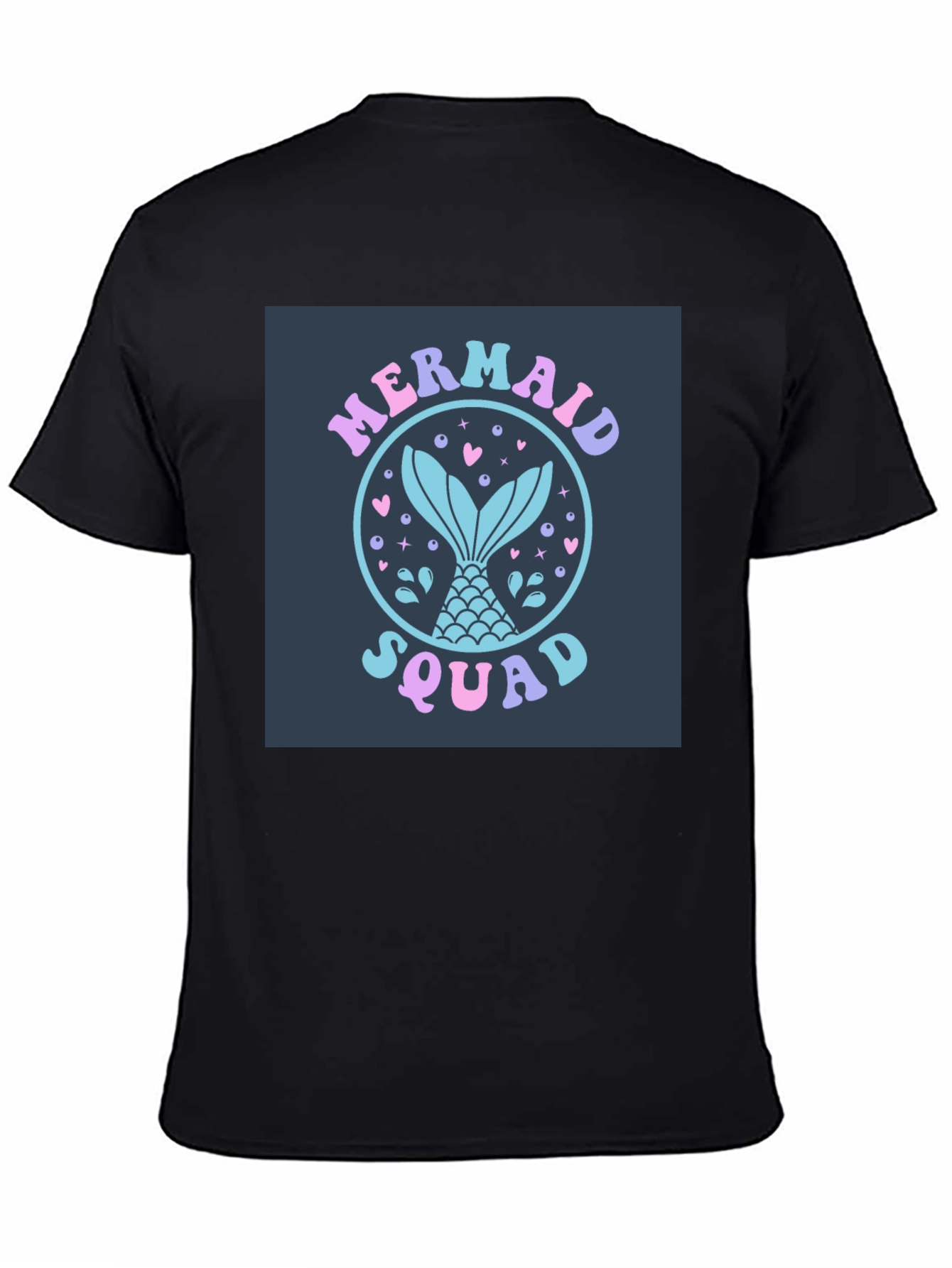 Black Mermaid Squad Graphic Tee - Black Cotton Blend view 4