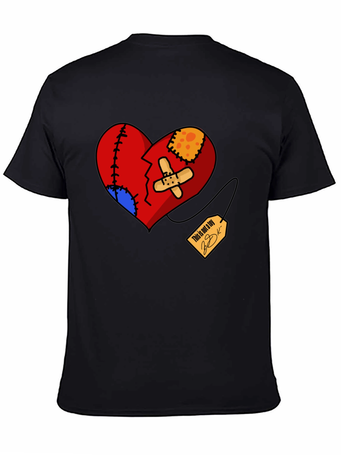Black Heart Patchwork Graphic Tee - Black view 4
