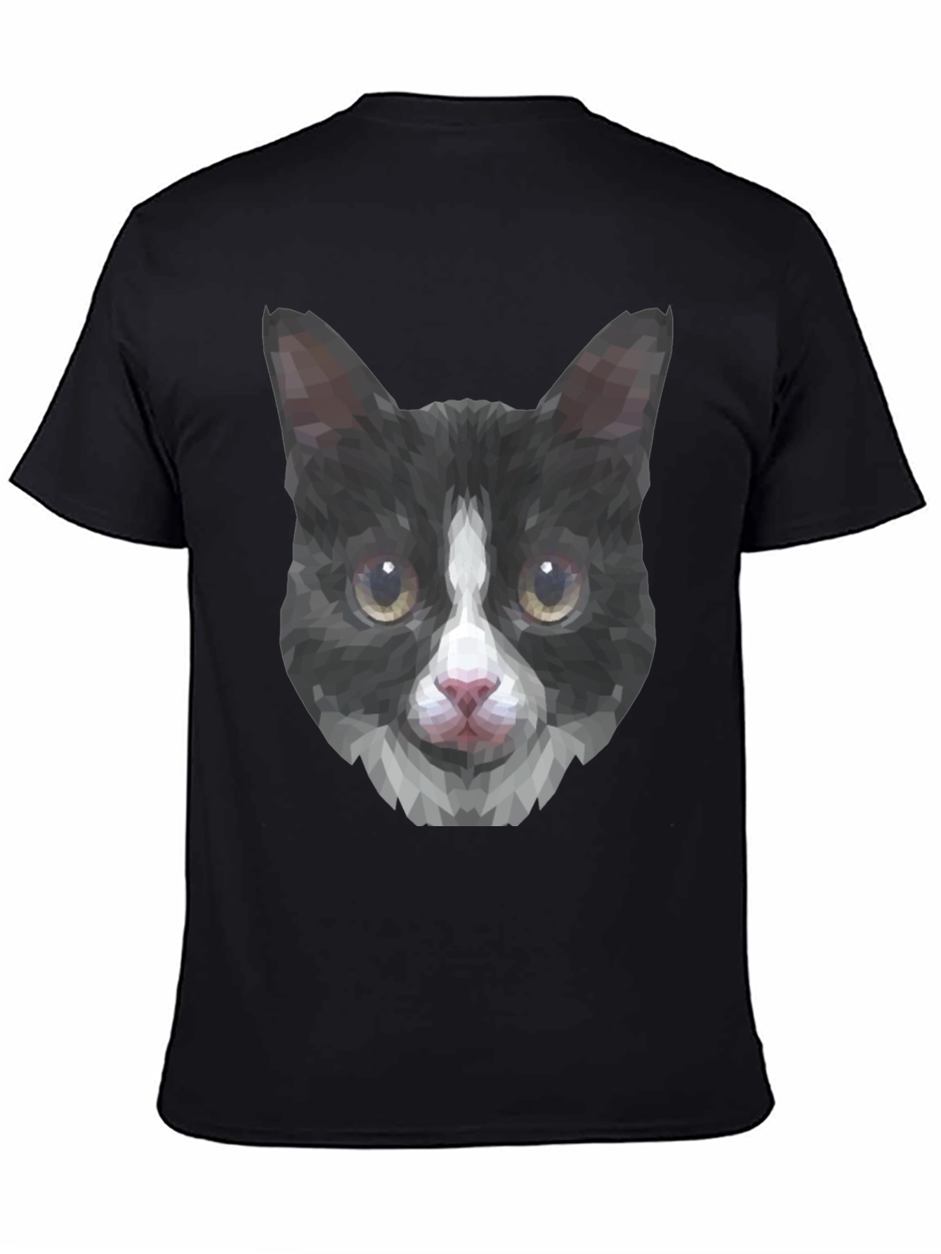 Black Geometric Cat Tee - Modern Graphic T-Shirt view 4