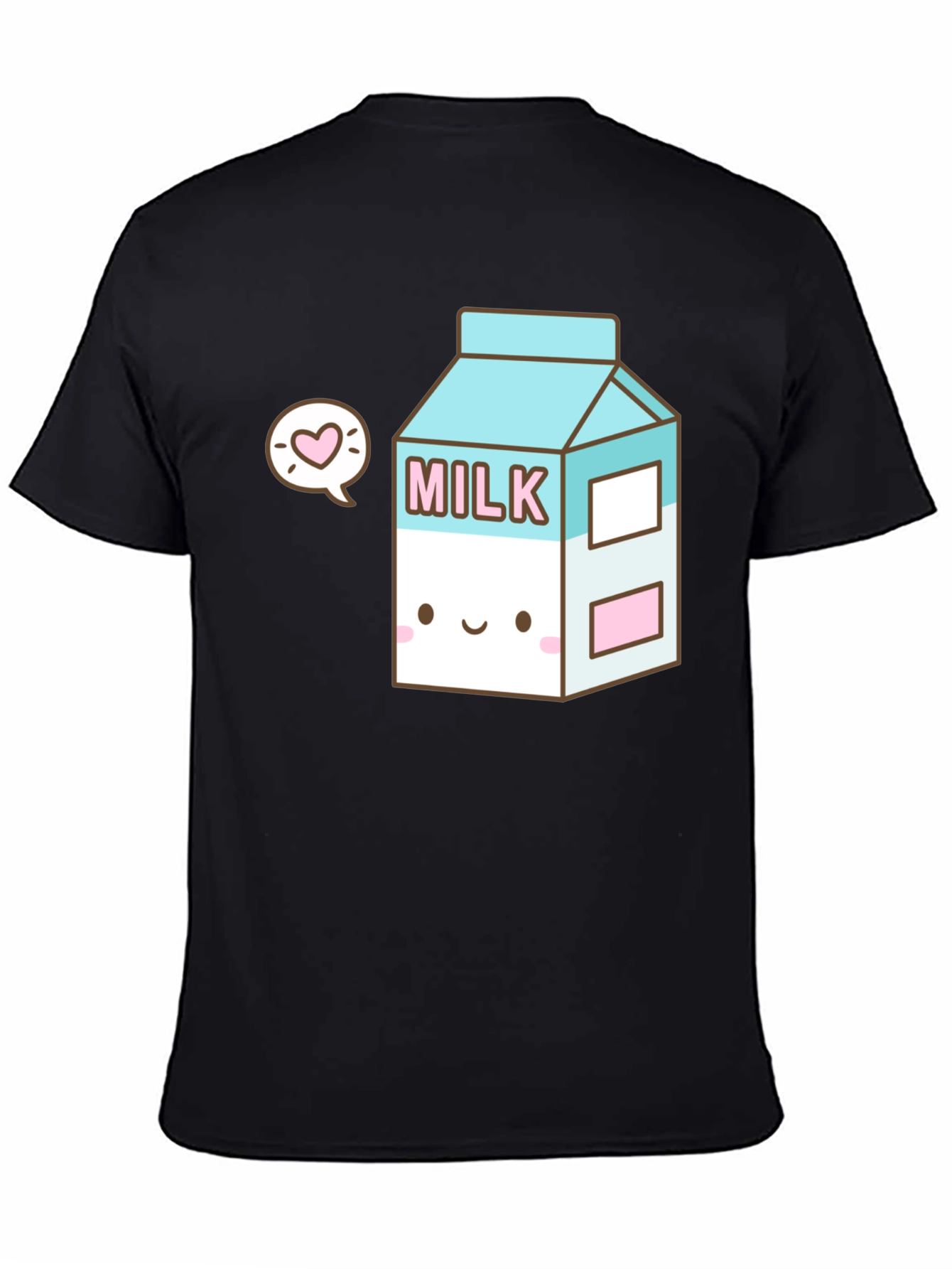 Black Kawaii Milk Carton T-Shirt - Cute & Unique Design view 4