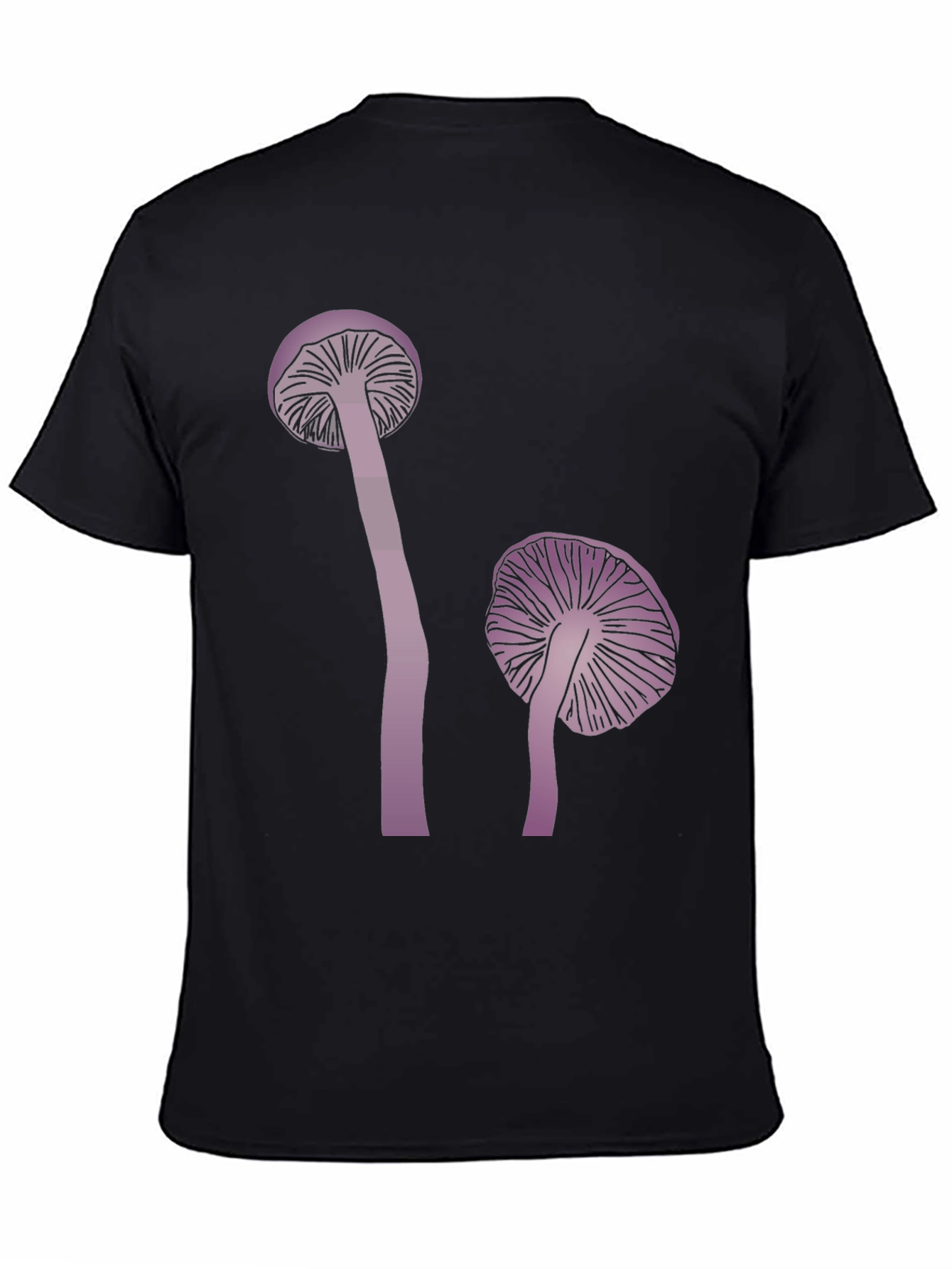 Black Mushroom Print Tee - Black Cotton Blend view 4