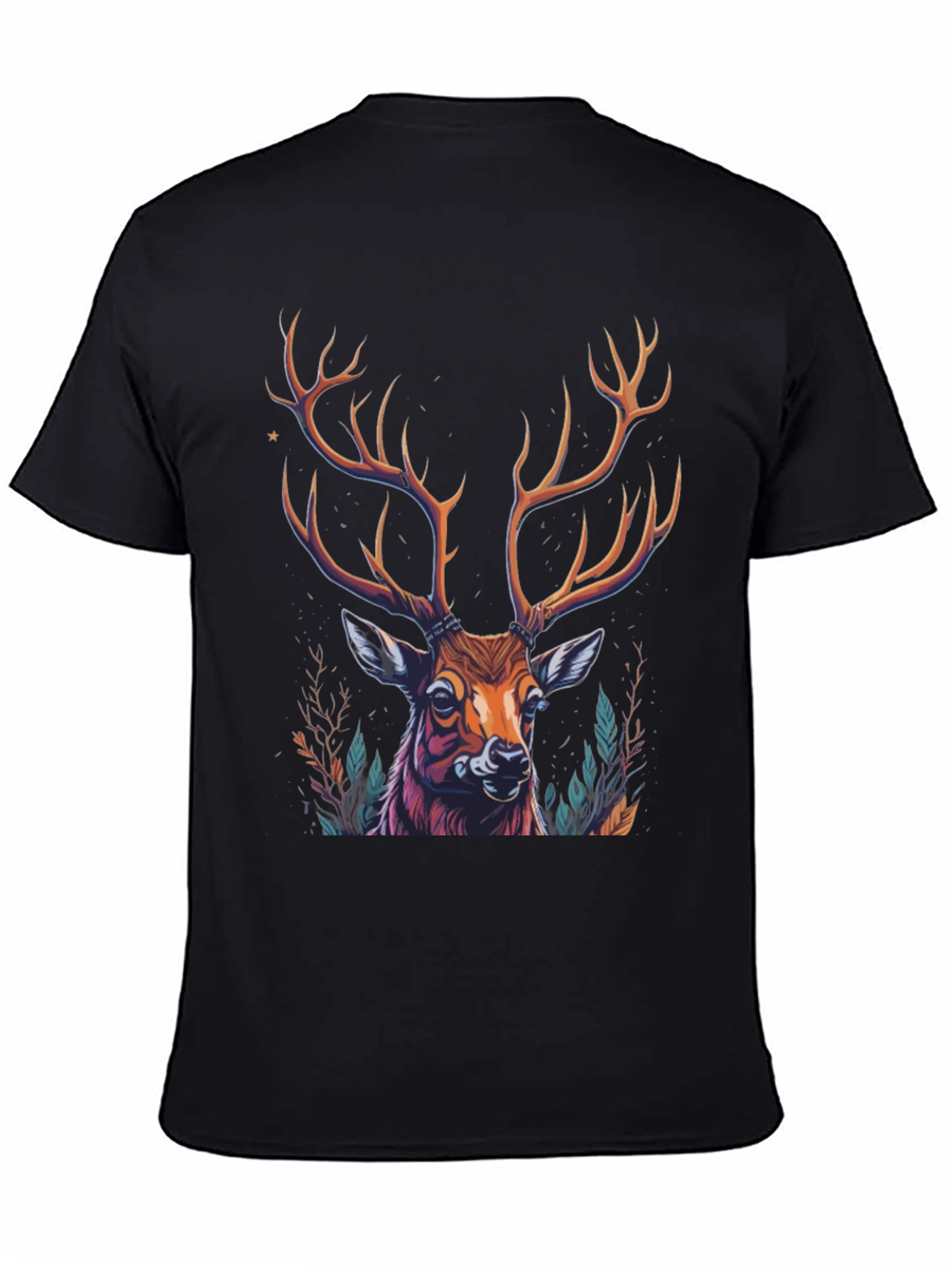 Black Majestic Deer Graphic Tee - Men's Black T-Shirt view 4