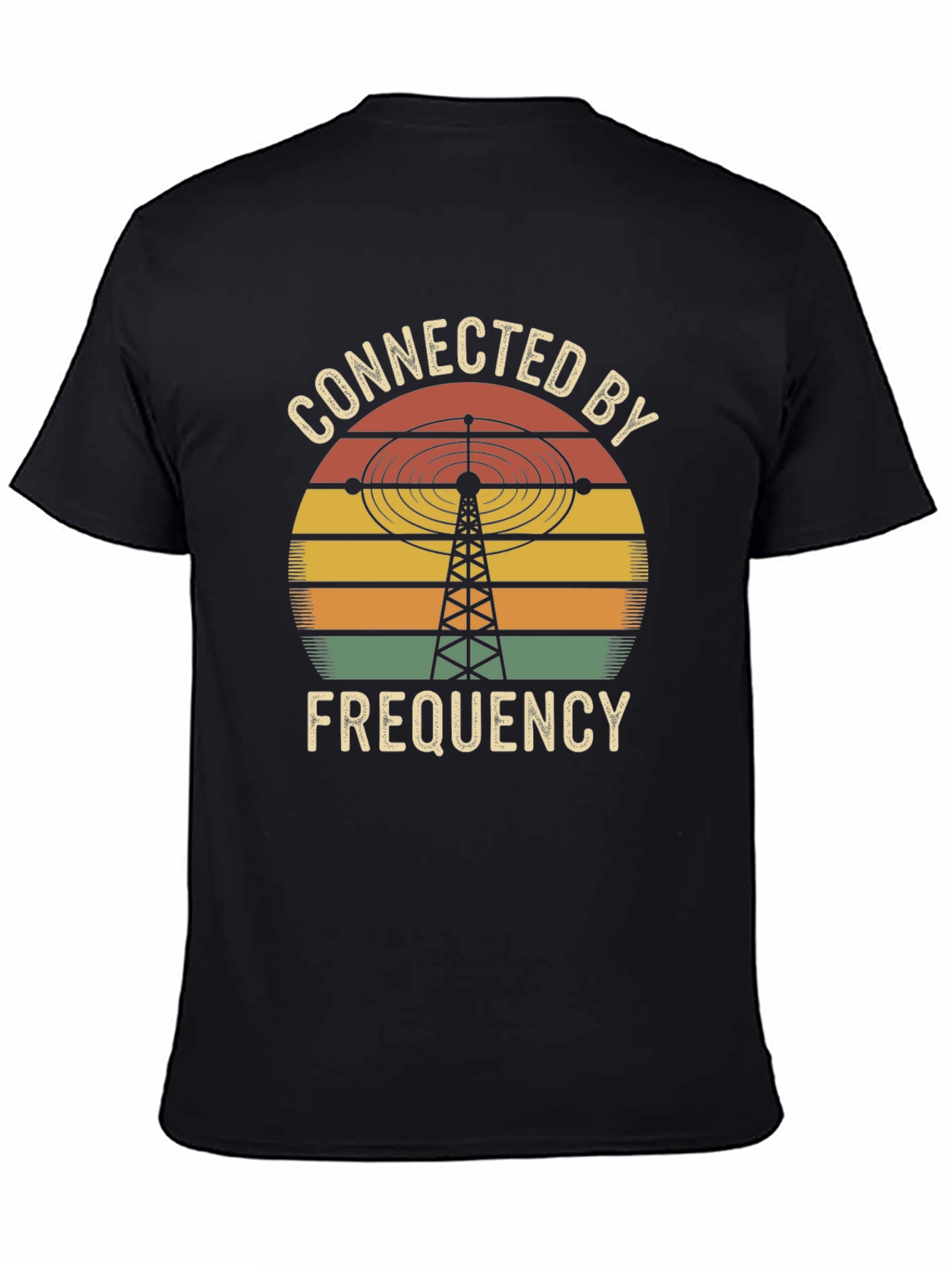 Black Connected by Frequency Retro T-Shirt view 4