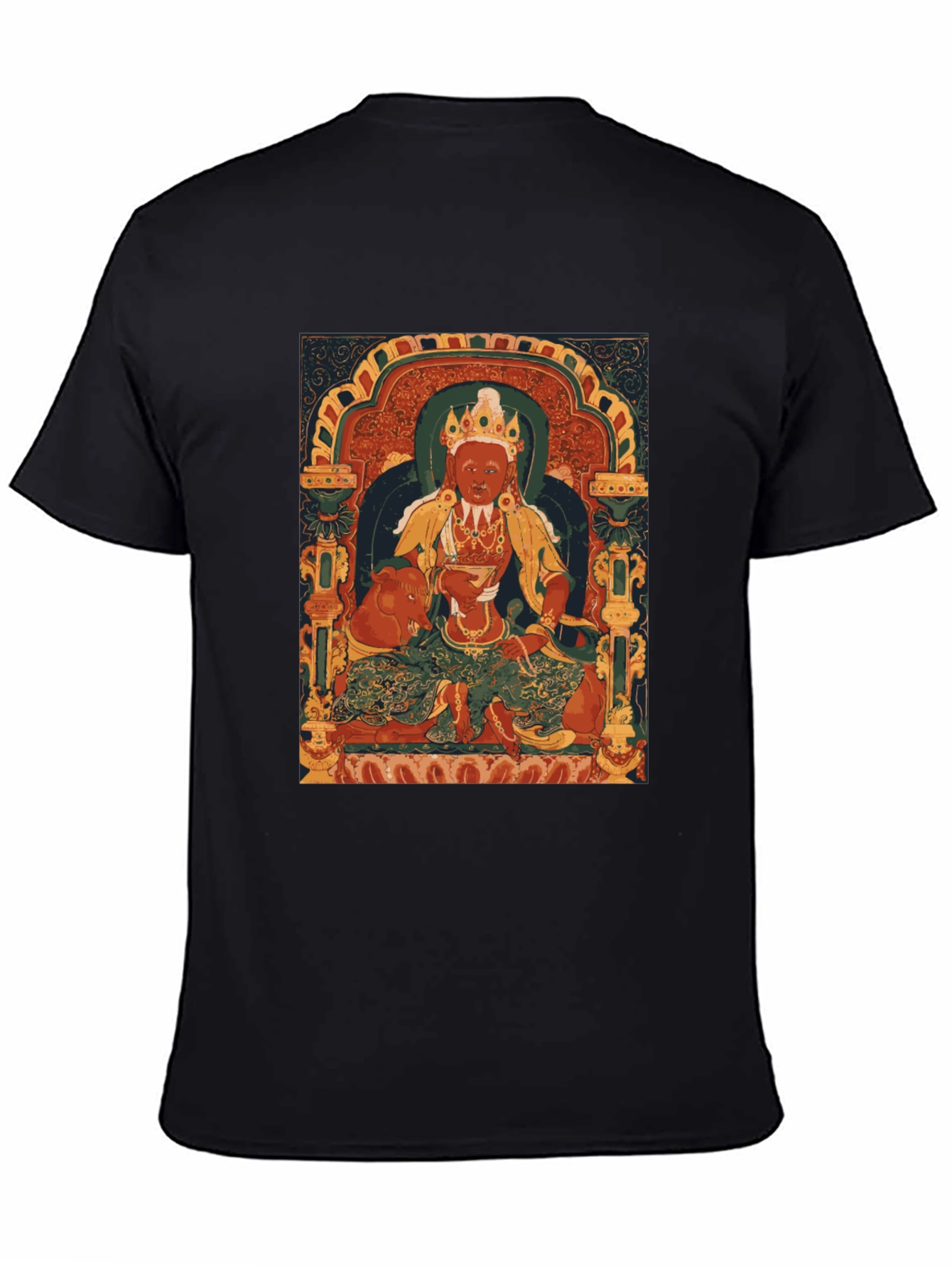 Black Vintage Thangka Art T-Shirt view 4