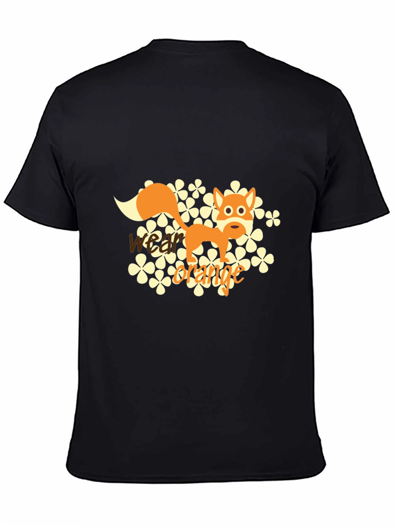 Black Wear Orange Fox Graphic Tee - Black Cotton Blend T-Shirt view 4