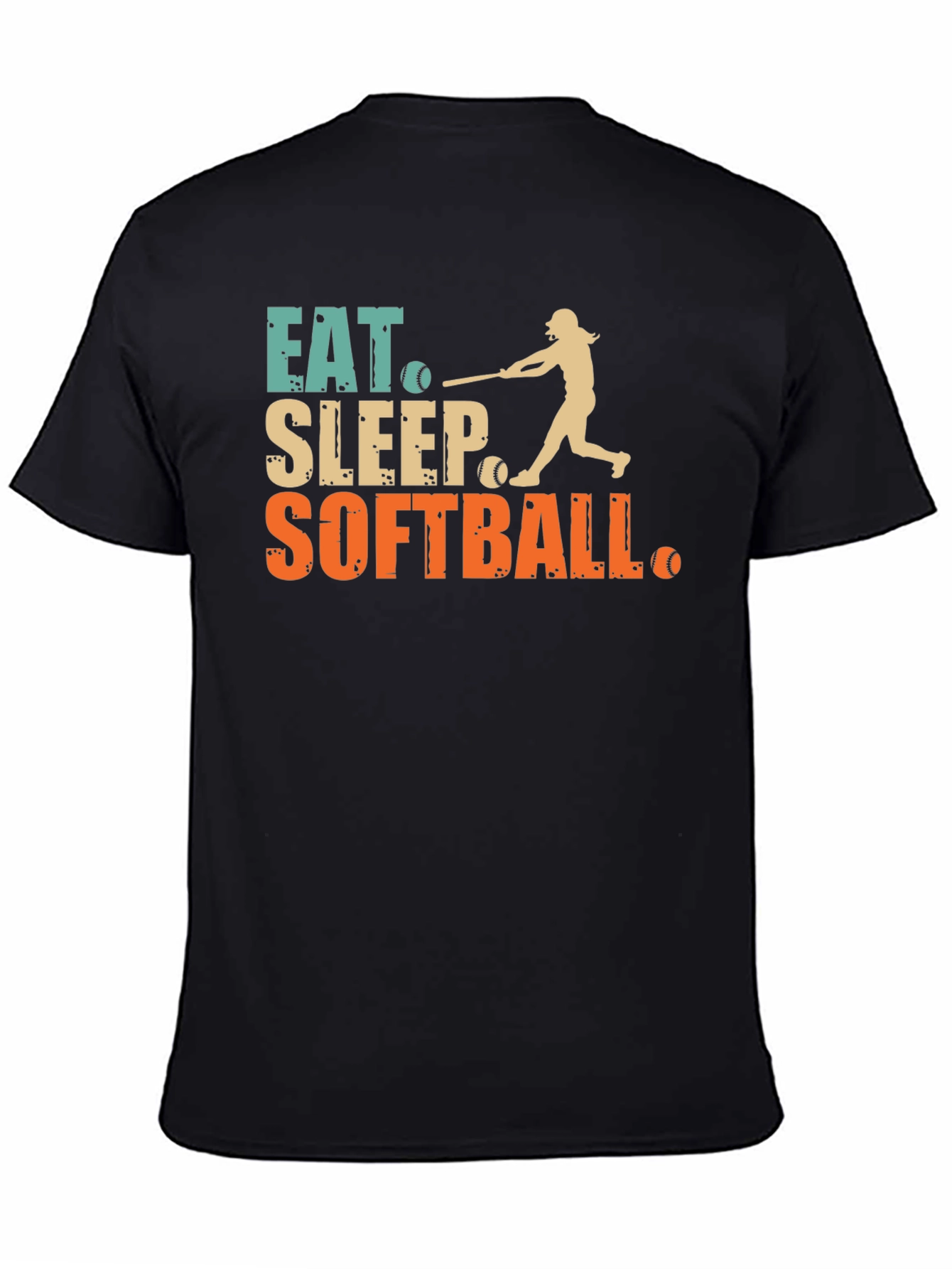 Black Eat Sleep Softball Graphic Tee view 4