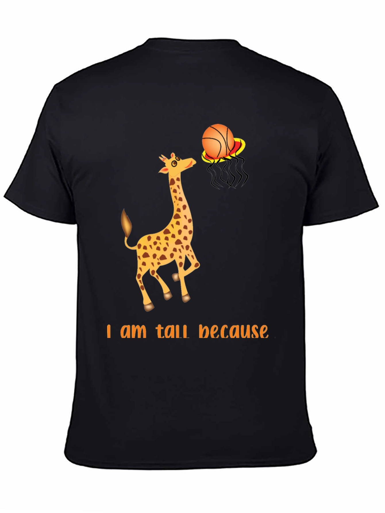 Black Tall Giraffe Basketball T-Shirt view 4