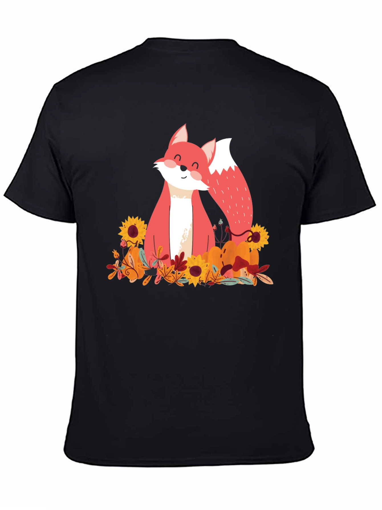 Black Autumn Fox Graphic Tee - Unisex Black T-Shirt view 4