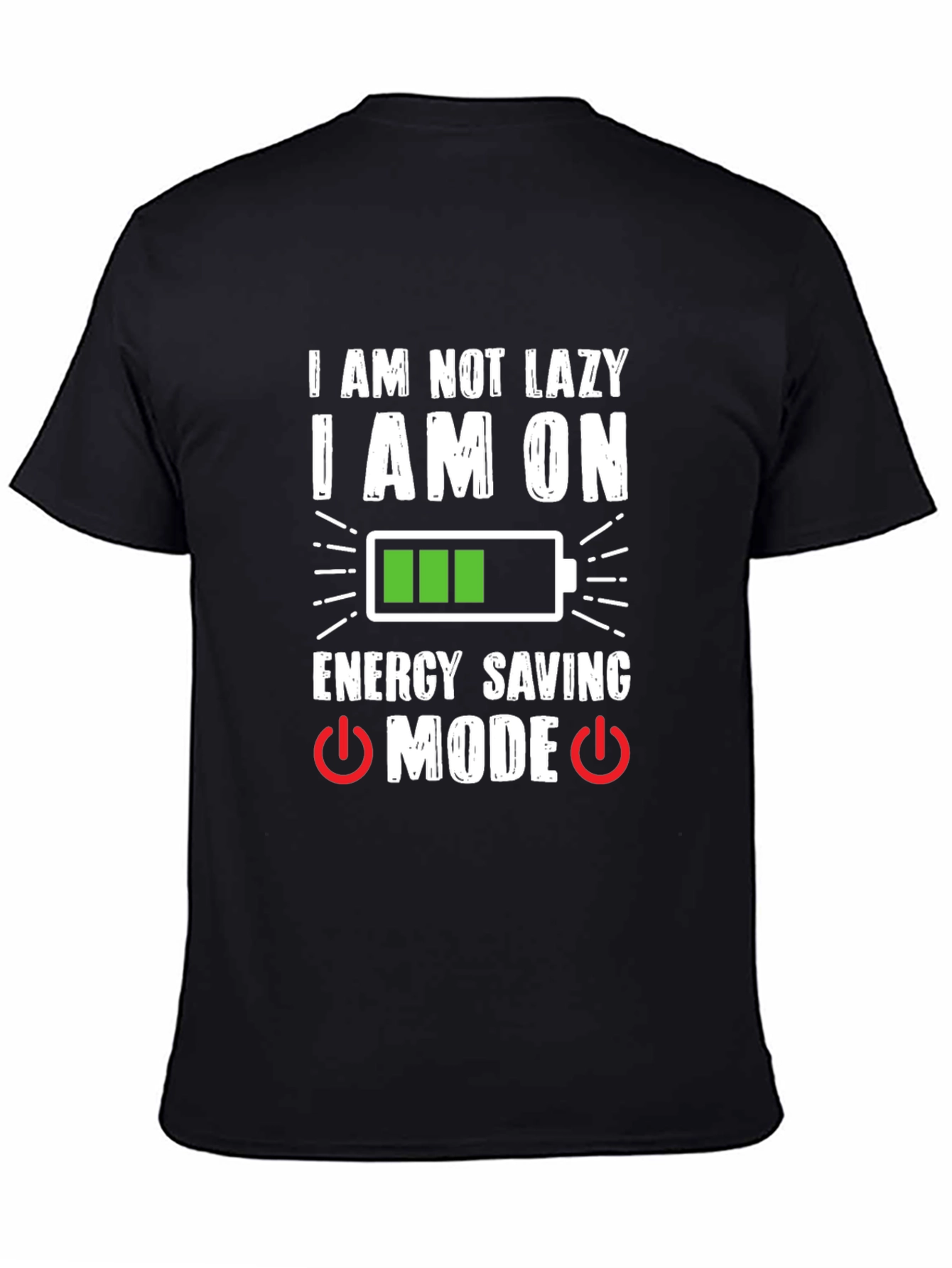 Black Funny "Energy Saving Mode" Graphic T-Shirt view 4