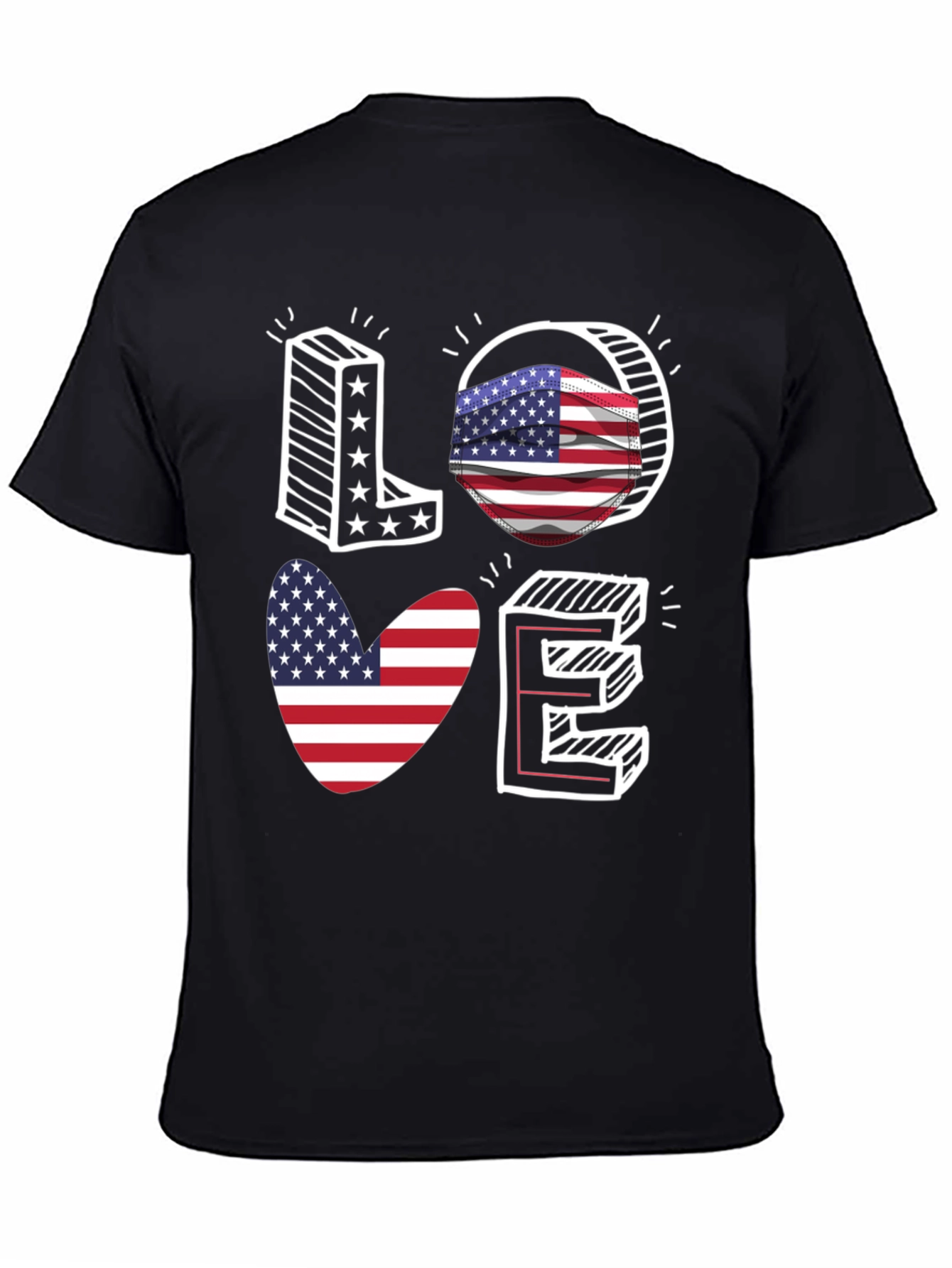Patriotic LOVE T-Shirt: USA Flag Design - 4