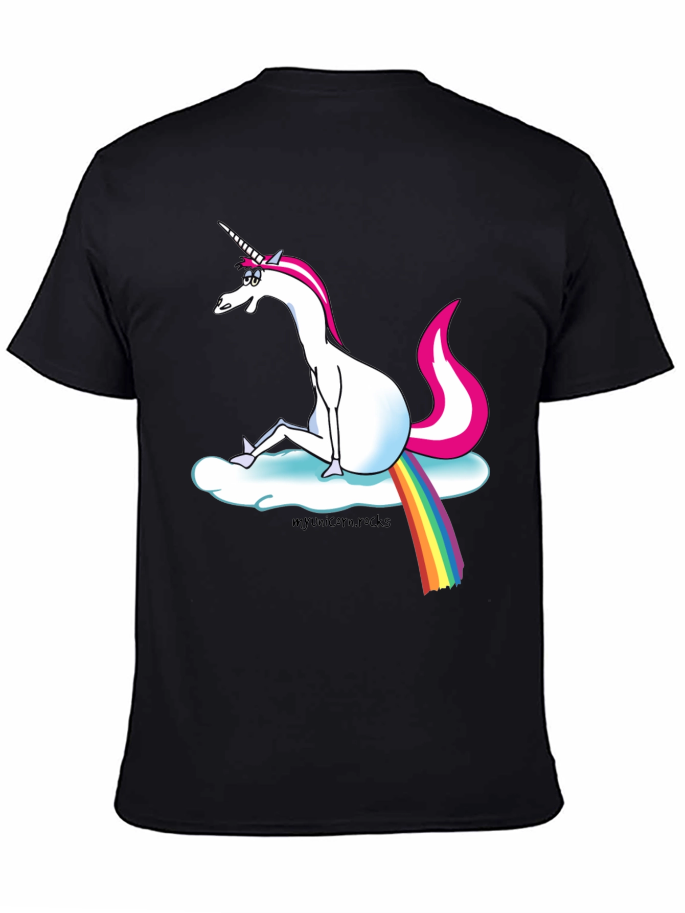 Black Unicorn Rainbow Cloud Graphic T-Shirt view 4
