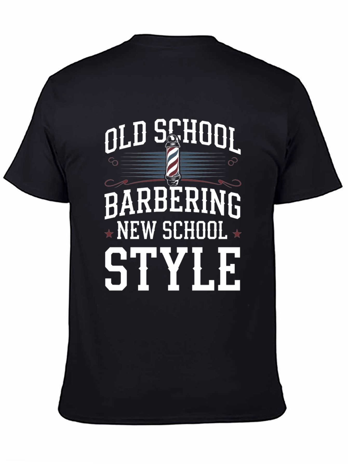 Black Old School Barbering Style Graphic T-Shirt view 4