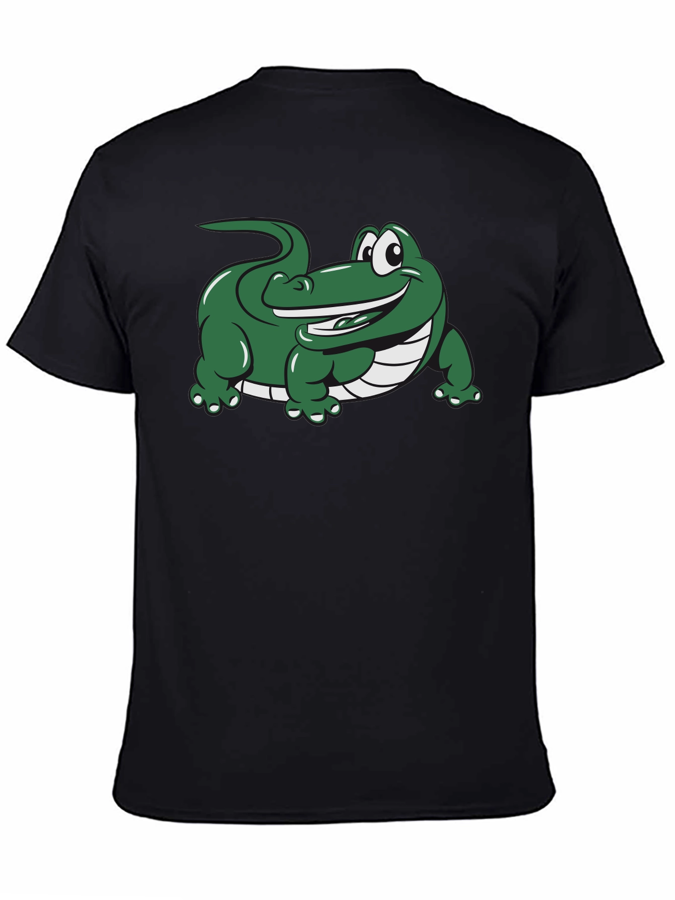Black Cartoon Alligator Graphic Black T-Shirt view 4