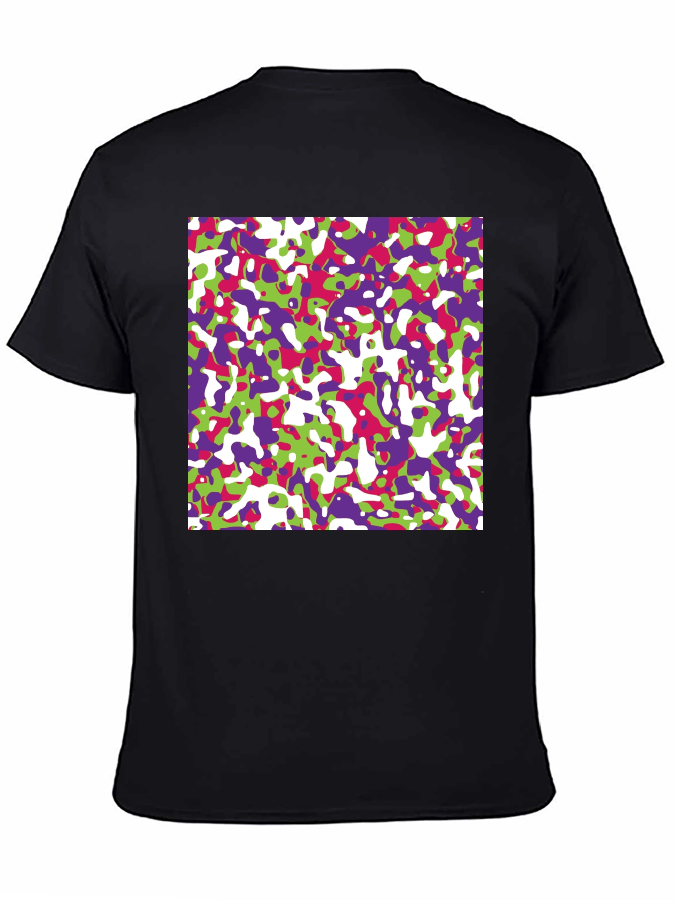 Black Abstract Camo Print Black T-Shirt view 4