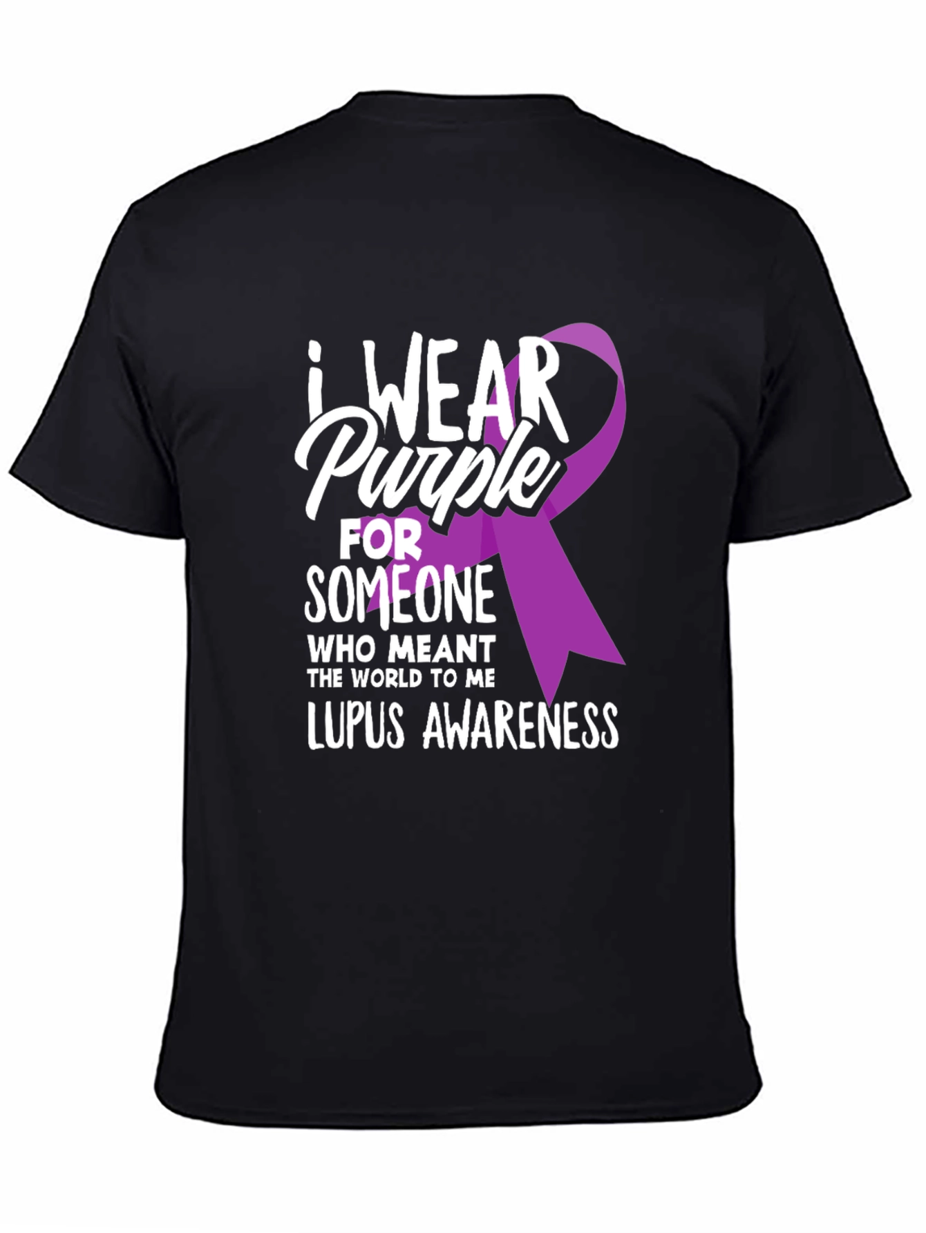 Black Lupus Awareness T-Shirt - I Wear Purple Ribbon view 4