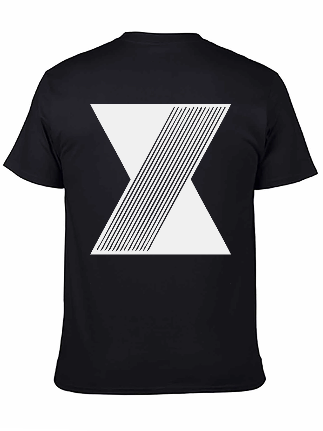 Black Geometric Line Design Black T-Shirt view 4
