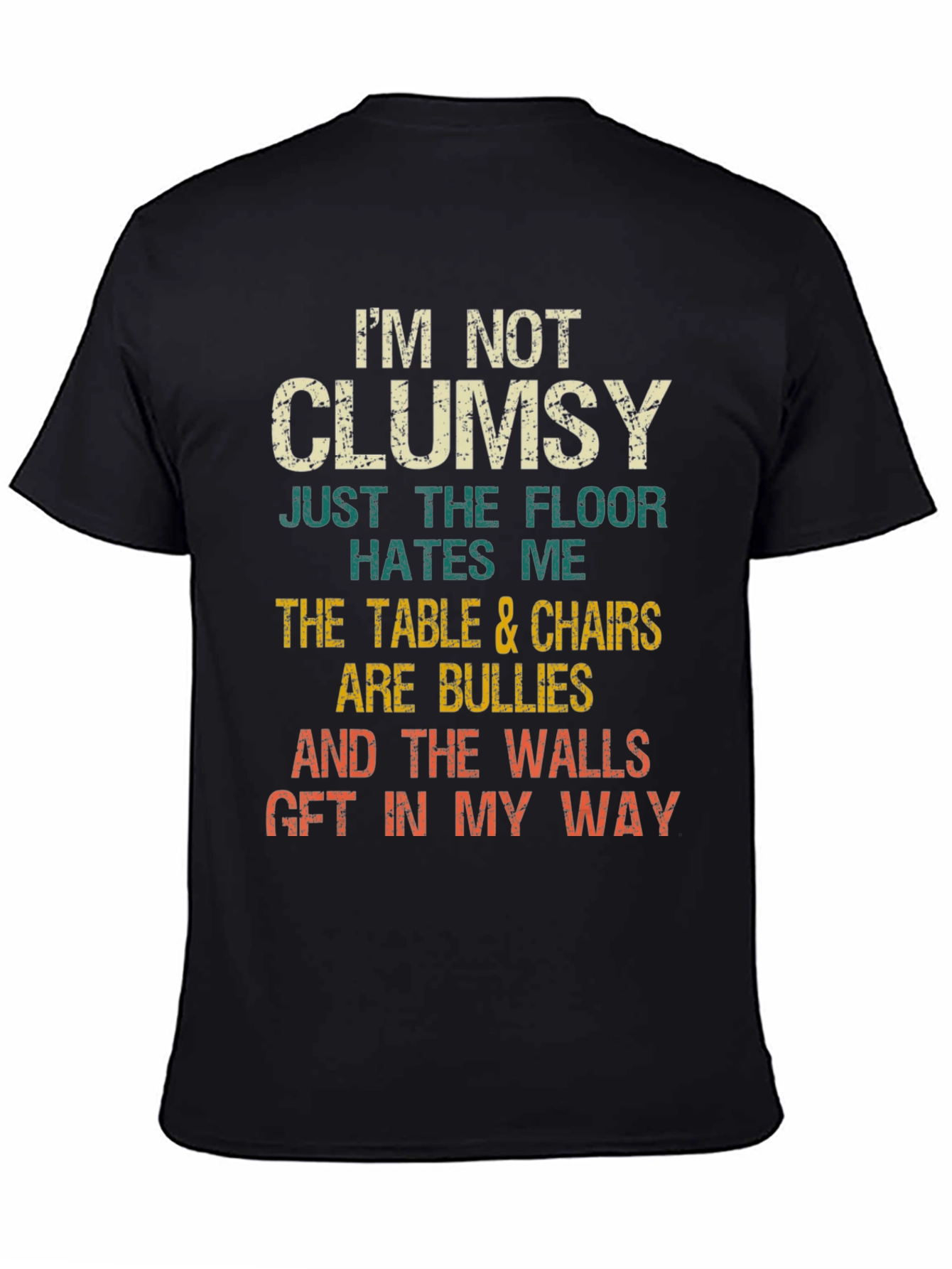 Black Funny "I'm Not Clumsy" Graphic T-Shirt view 4