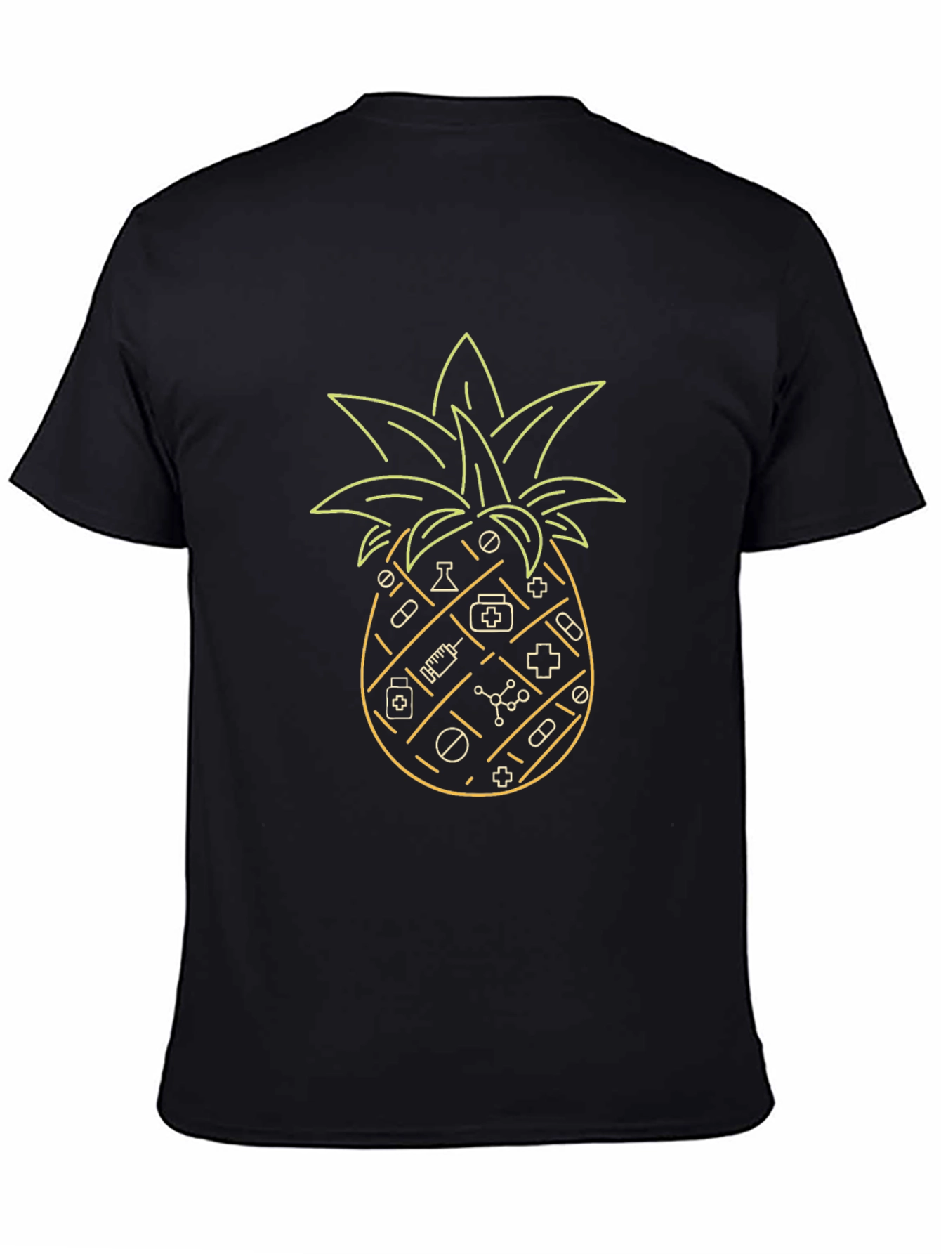 Black Medical Pineapple Black T-Shirt view 4