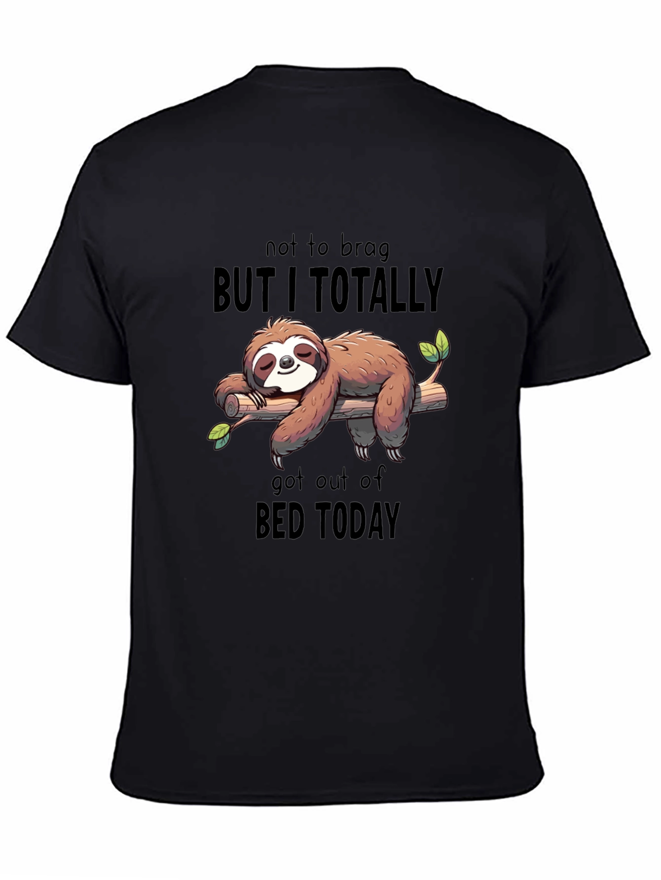 Black Sloth Got Out of Bed T-Shirt - Relaxed Fit view 4