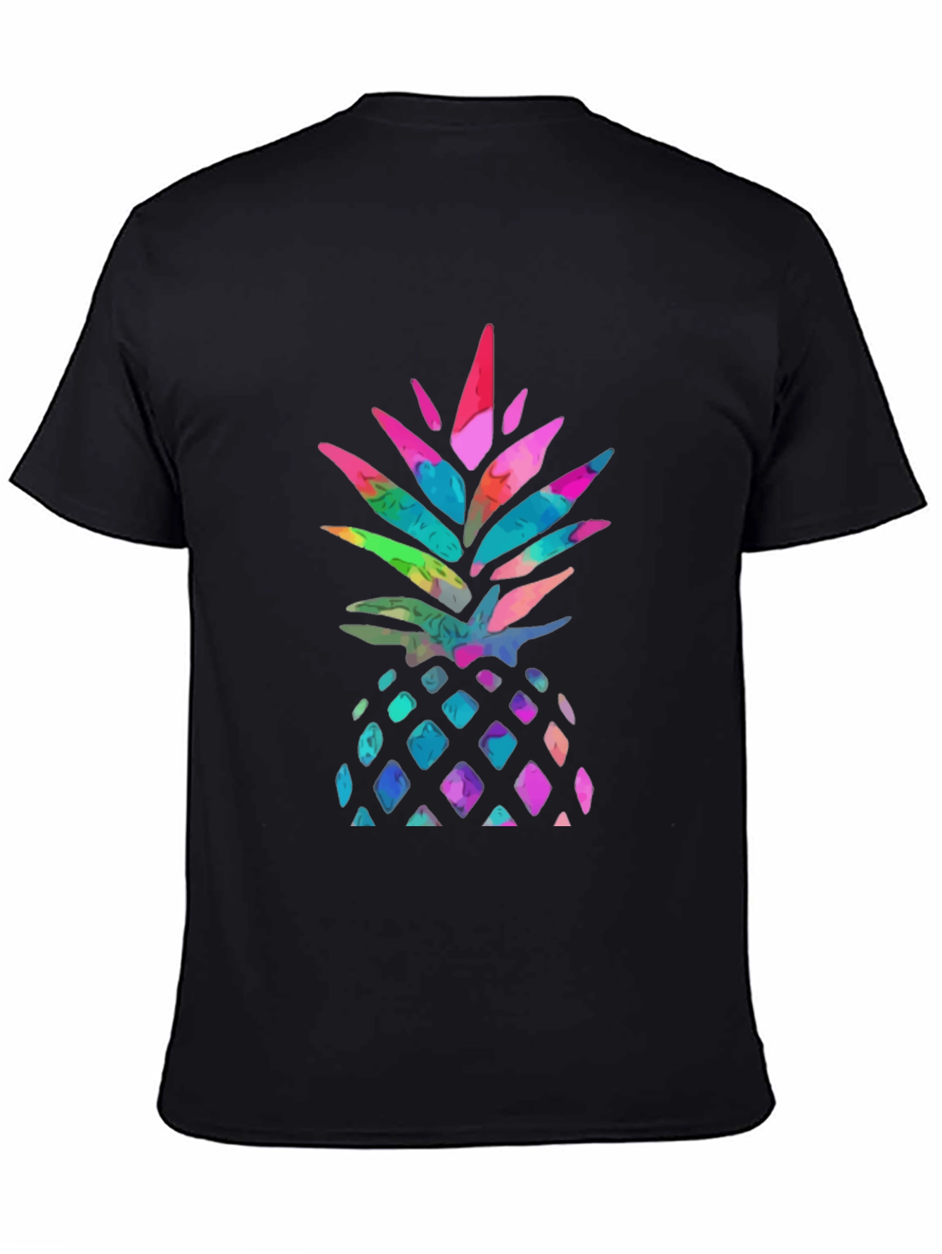 Black Watercolor Pineapple Graphic Black T-Shirt view 4