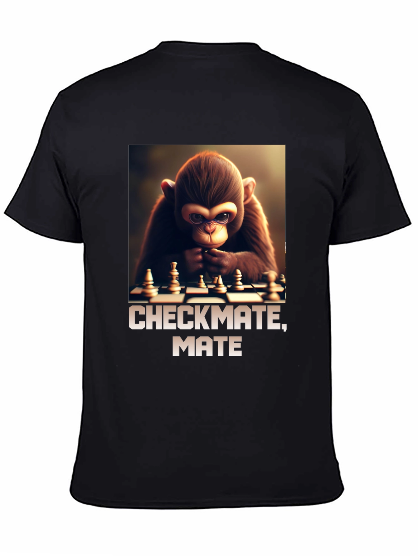 Black Checkmate, Mate! Monkey Chess T-Shirt view 4