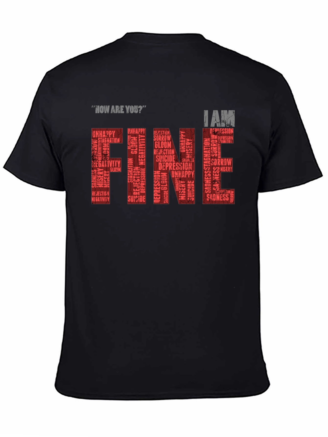 Black Fine T-Shirt: Mental Health Awareness Graphic Tee view 4