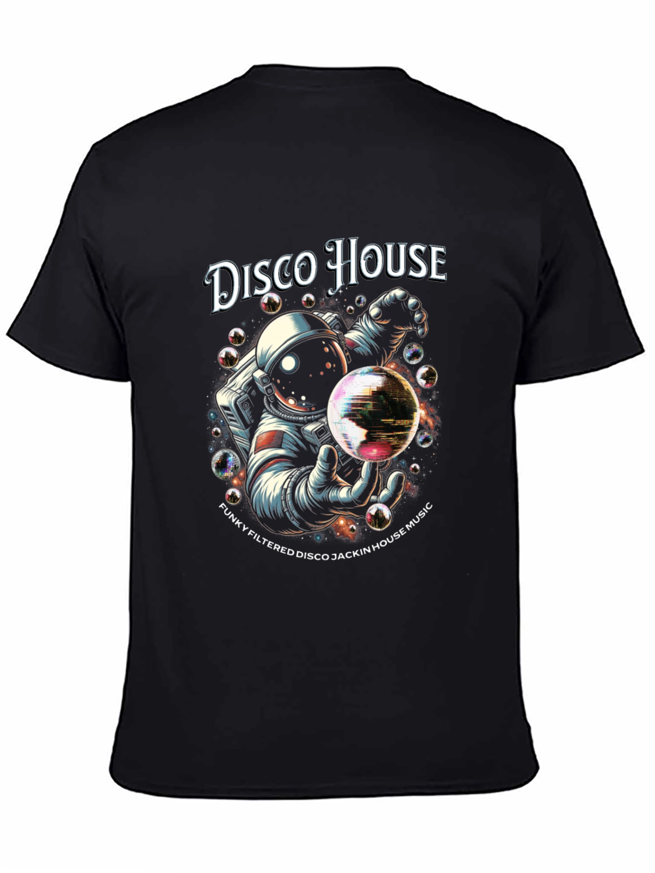Black Disco House Astronaut Graphic T-Shirt view 4
