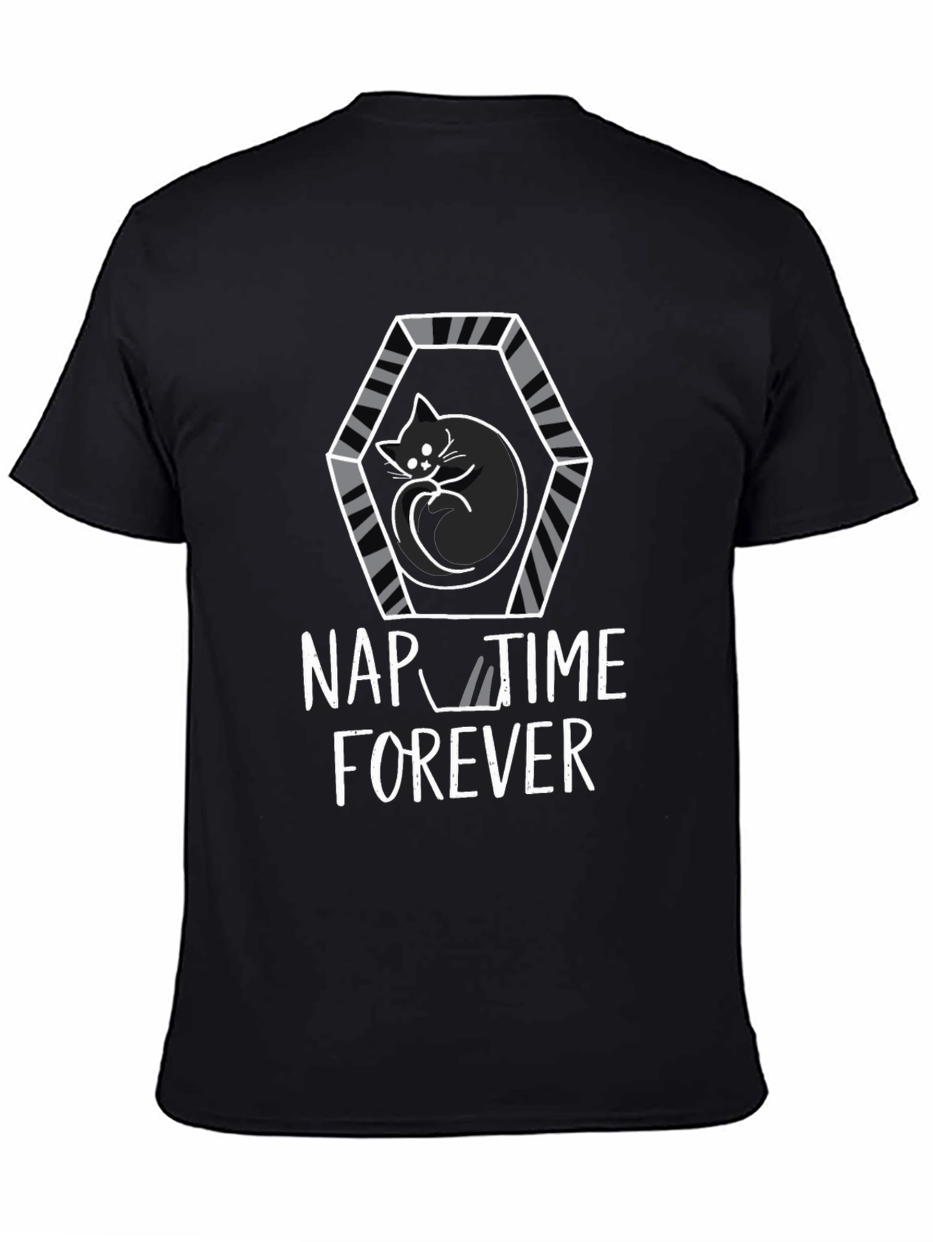 Black Nap Time Forever Cat T-Shirt view 4