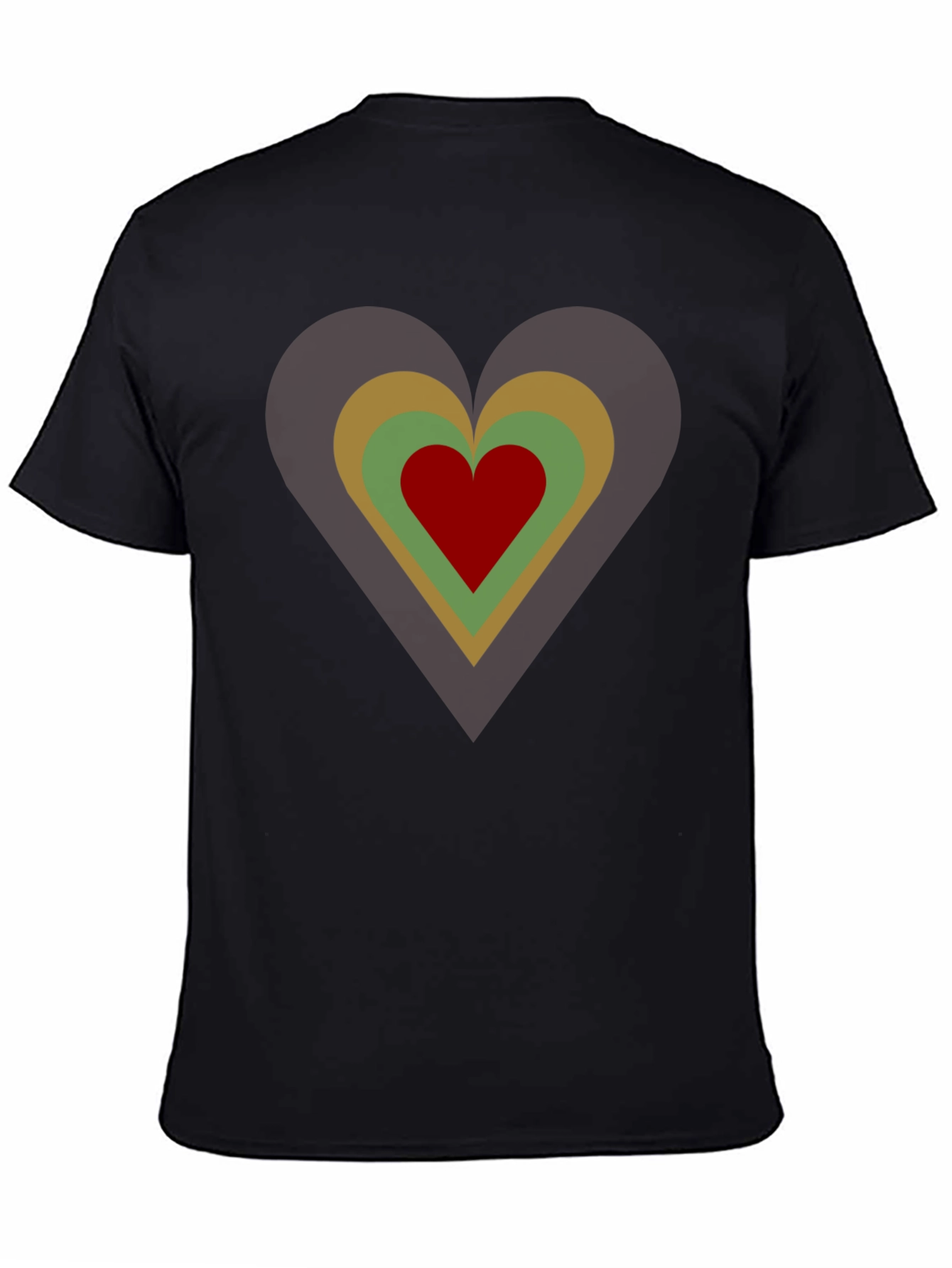 Black Retro Heart Graphic Tee - Black Cotton Casual T-Shirt view 4