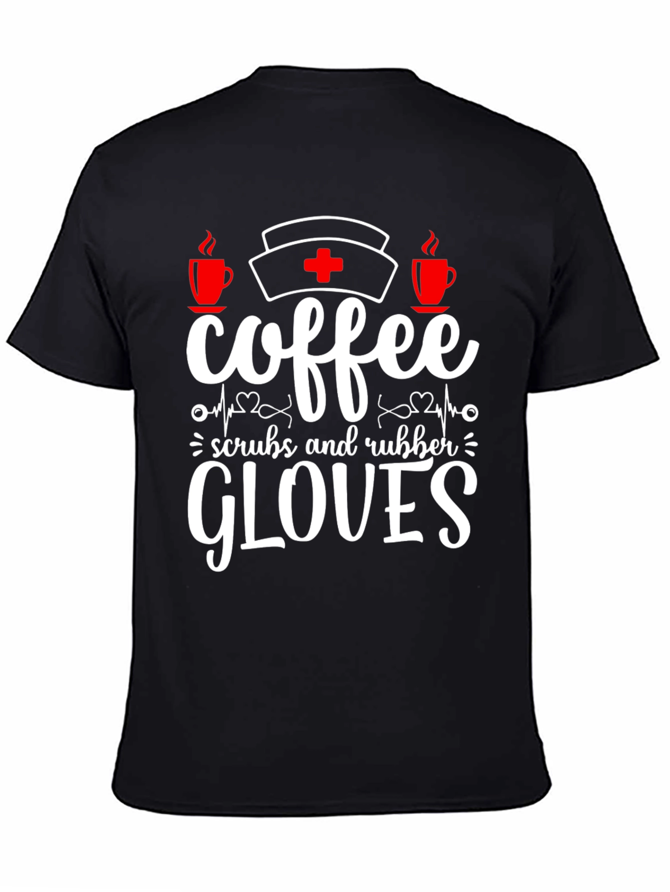 Black Coffee Scrubs Rubber Gloves T-Shirt view 4