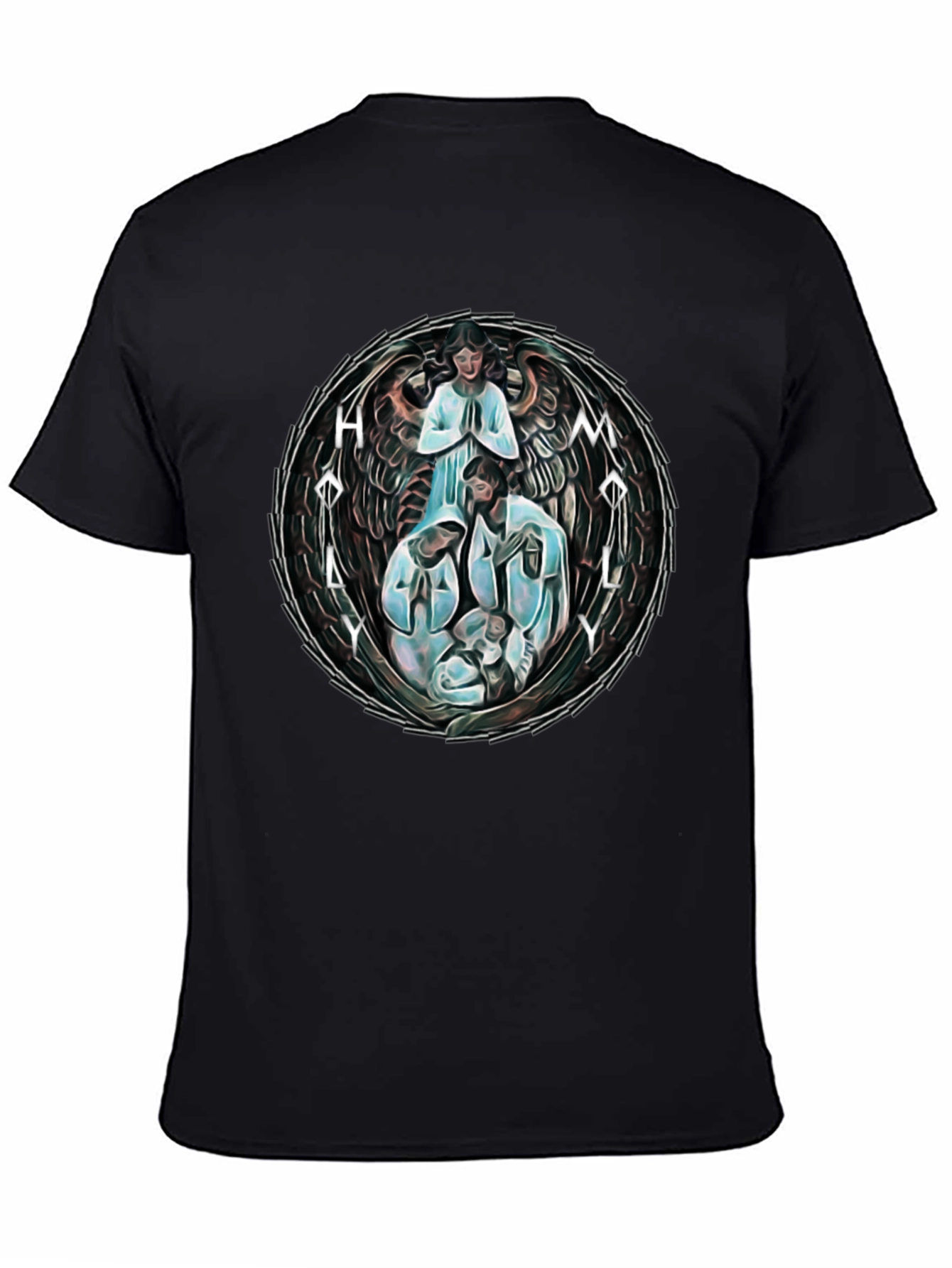 Black Holy Family Graphic T-Shirt - Unisex Black Tee view 4
