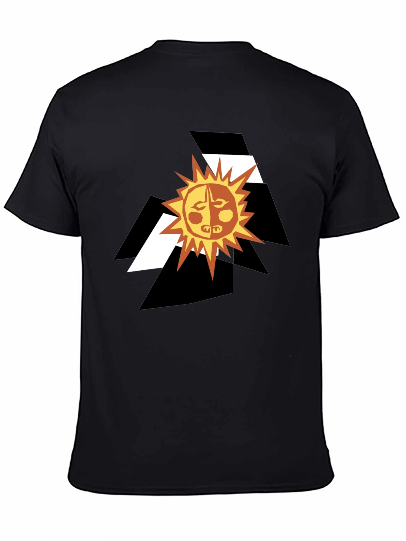 Black Abstract Sun Graphic Black T-Shirt view 4