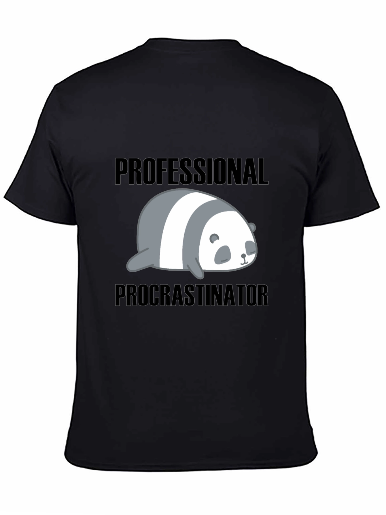 Black Professional Procrastinator Panda T-Shirt - Funny Graphic Tee view 4