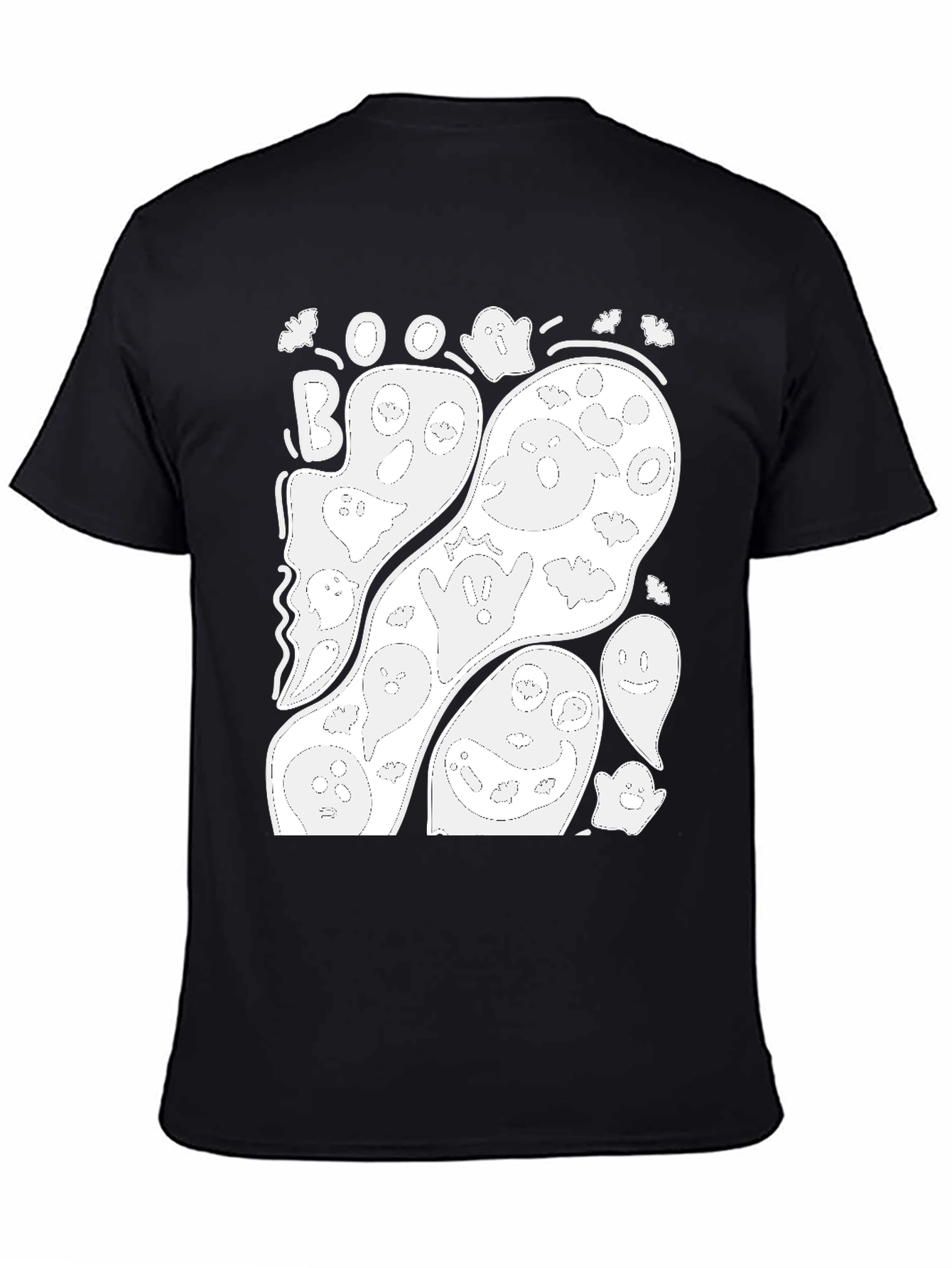 Black Ghostly Boo Halloween Graphic T-Shirt view 4