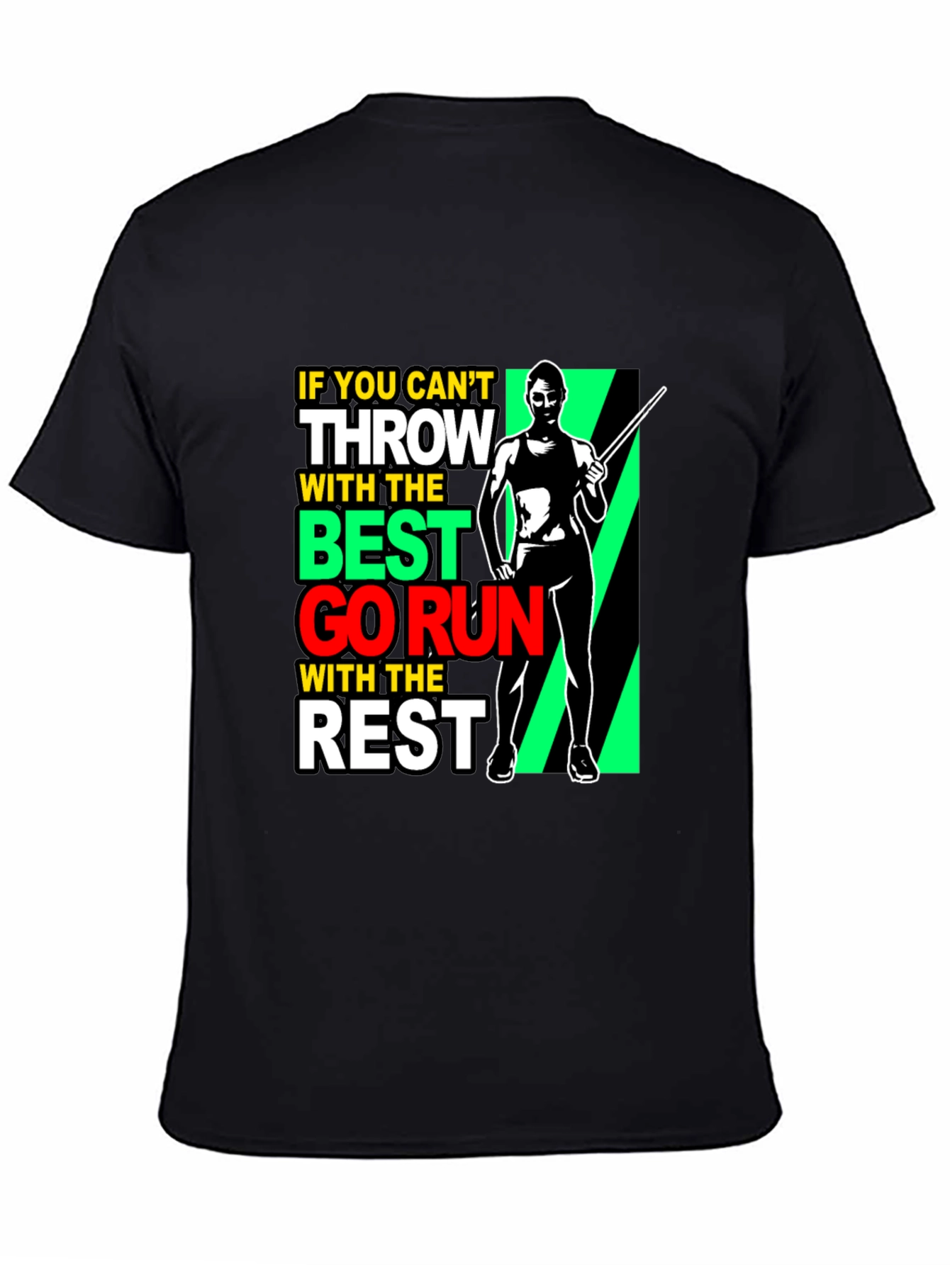 Black Thrower Graphic Tee - If You Can't Throw Go Run! view 4