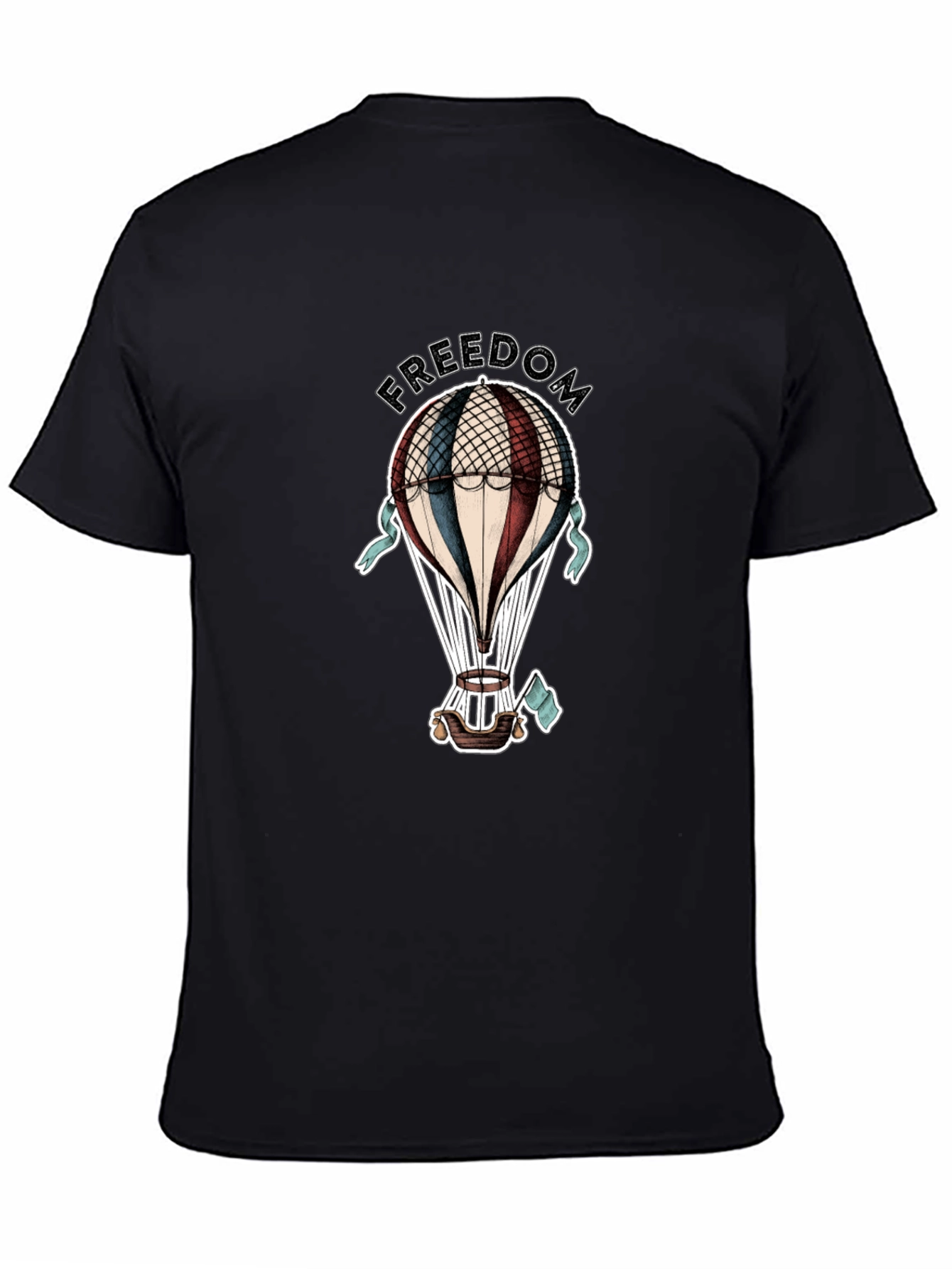 Black Freedom Hot Air Balloon Graphic Tee view 4