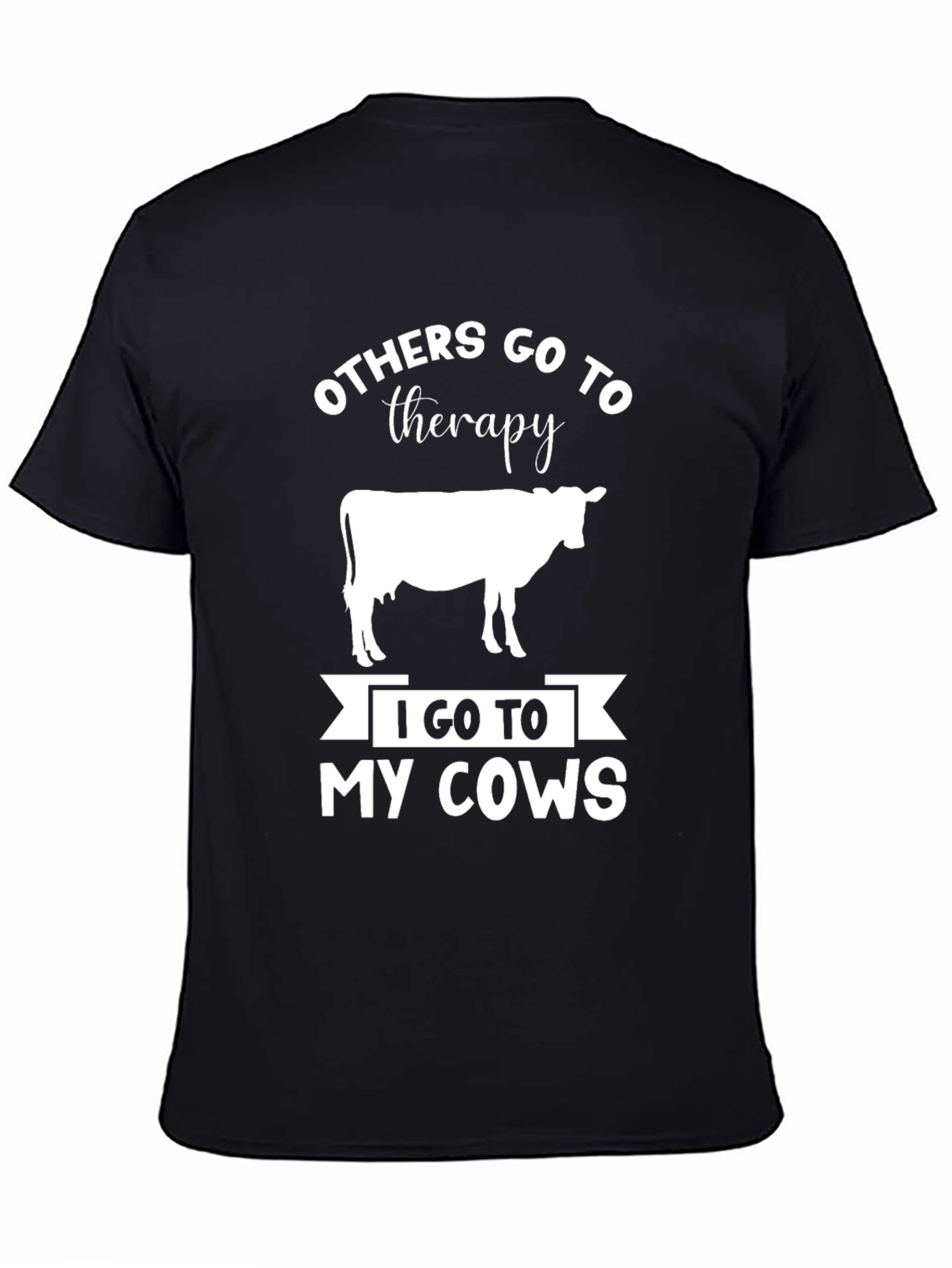 Black Funny Cow Therapy Graphic T-Shirt view 4