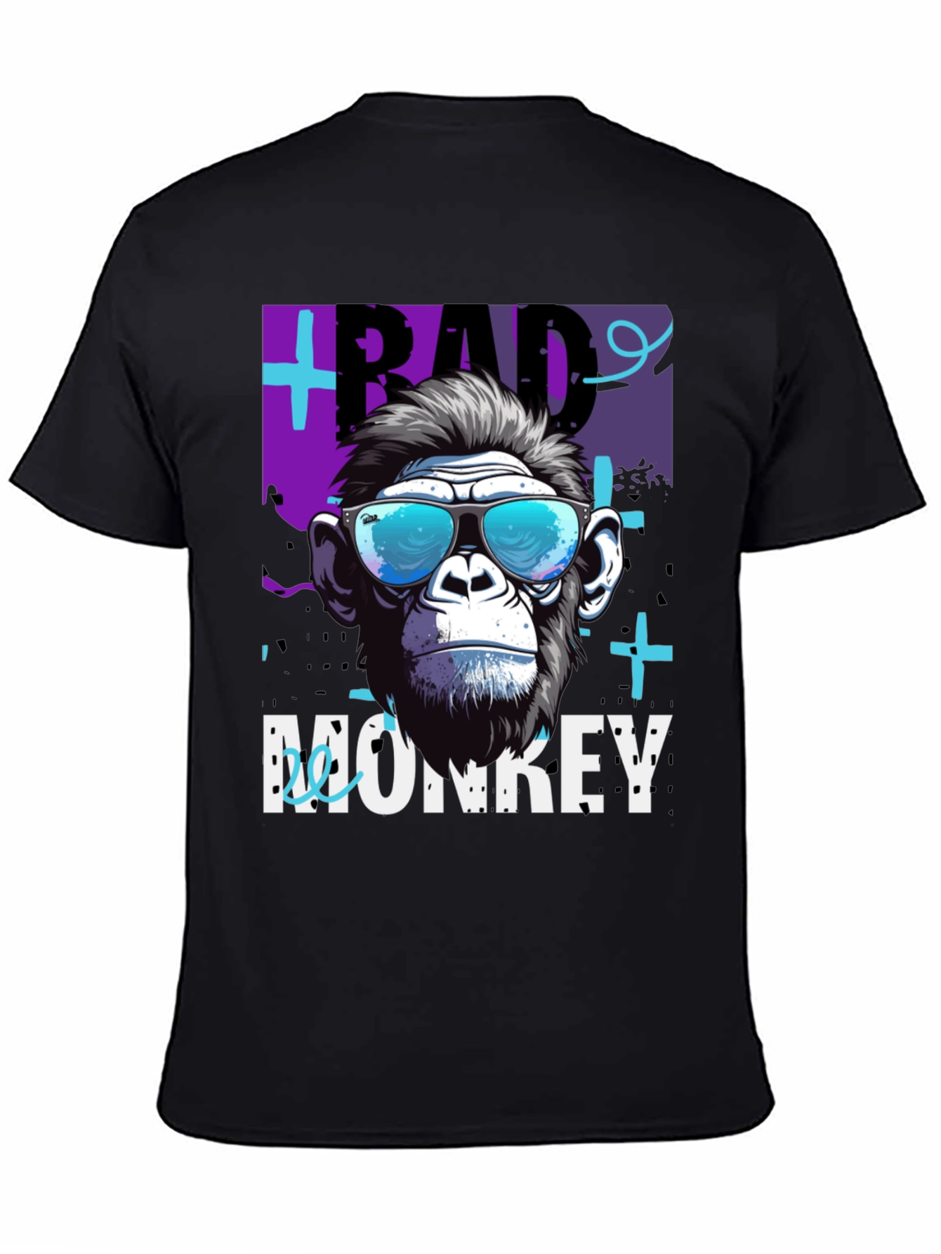 Black Bad Monkey Graphic T-Shirt - Cool Ape Design view 4