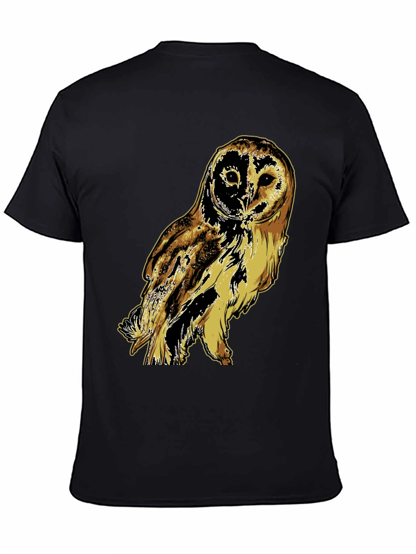 Black Owl Graphic Print Black T-Shirt view 4